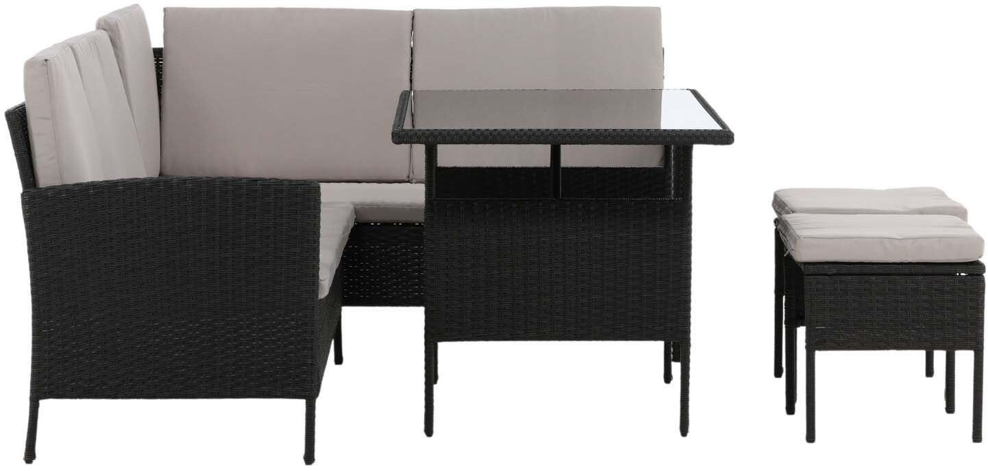 Knock Ecksofa Outdoorset 110cm in Schwarz / Grau präsentiert im Onlineshop von KAQTU Design AG. Loungeset ist von Venture Home