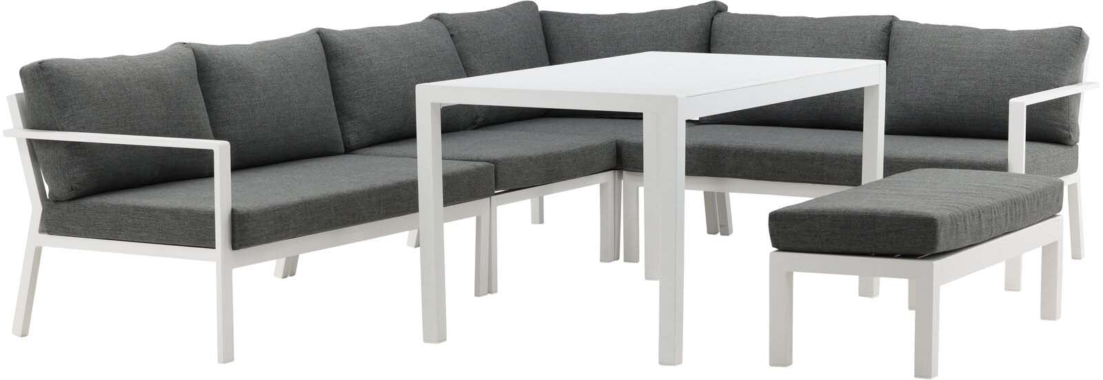 Ramos Ecksofa Outdoorset 140cm in Grau  / Weiss präsentiert im Onlineshop von KAQTU Design AG. Loungeset ist von Venture Home