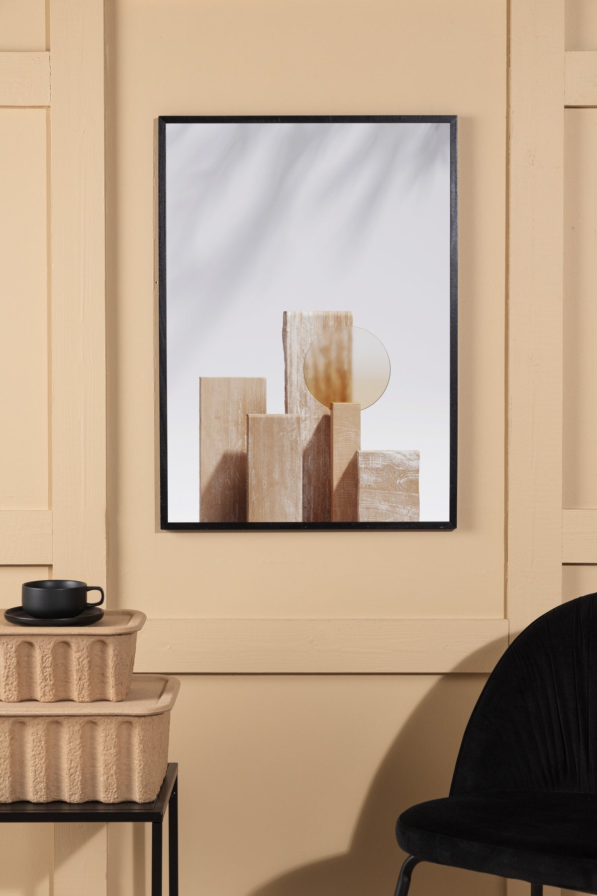 Wooden Blocks Poster in Beige präsentiert im Onlineshop von KAQTU Design AG. Bild ist von Venture Home