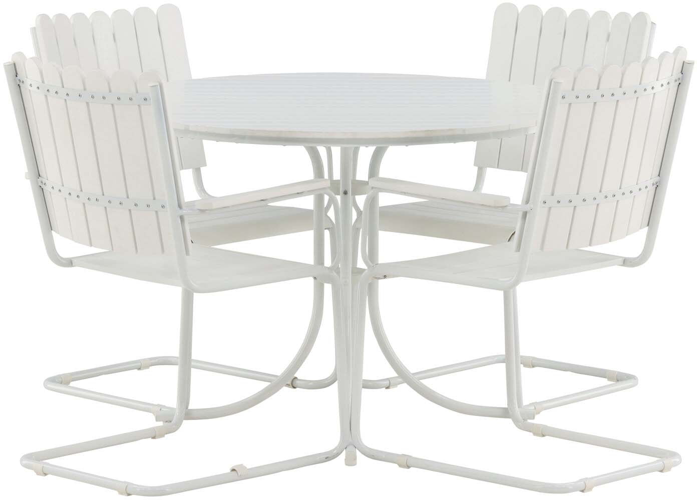 Holmsund Outdoor-Tischset ⌀103cm/4St. in Weiss präsentiert im Onlineshop von KAQTU Design AG. Gartentischset ist von Venture Home