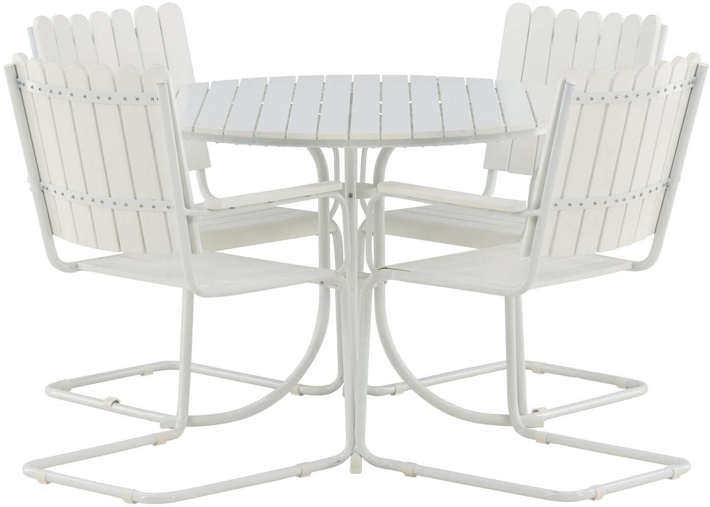 Holmsund Outdoor-Tischset ⌀103cm/4St. in Weiss präsentiert im Onlineshop von KAQTU Design AG. Gartentischset ist von Venture Home