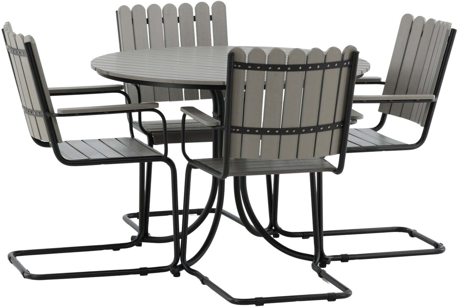 Holmsund Outdoor-Tischset ⌀103cm/4St. in Grau präsentiert im Onlineshop von KAQTU Design AG. Gartentischset ist von Venture Home
