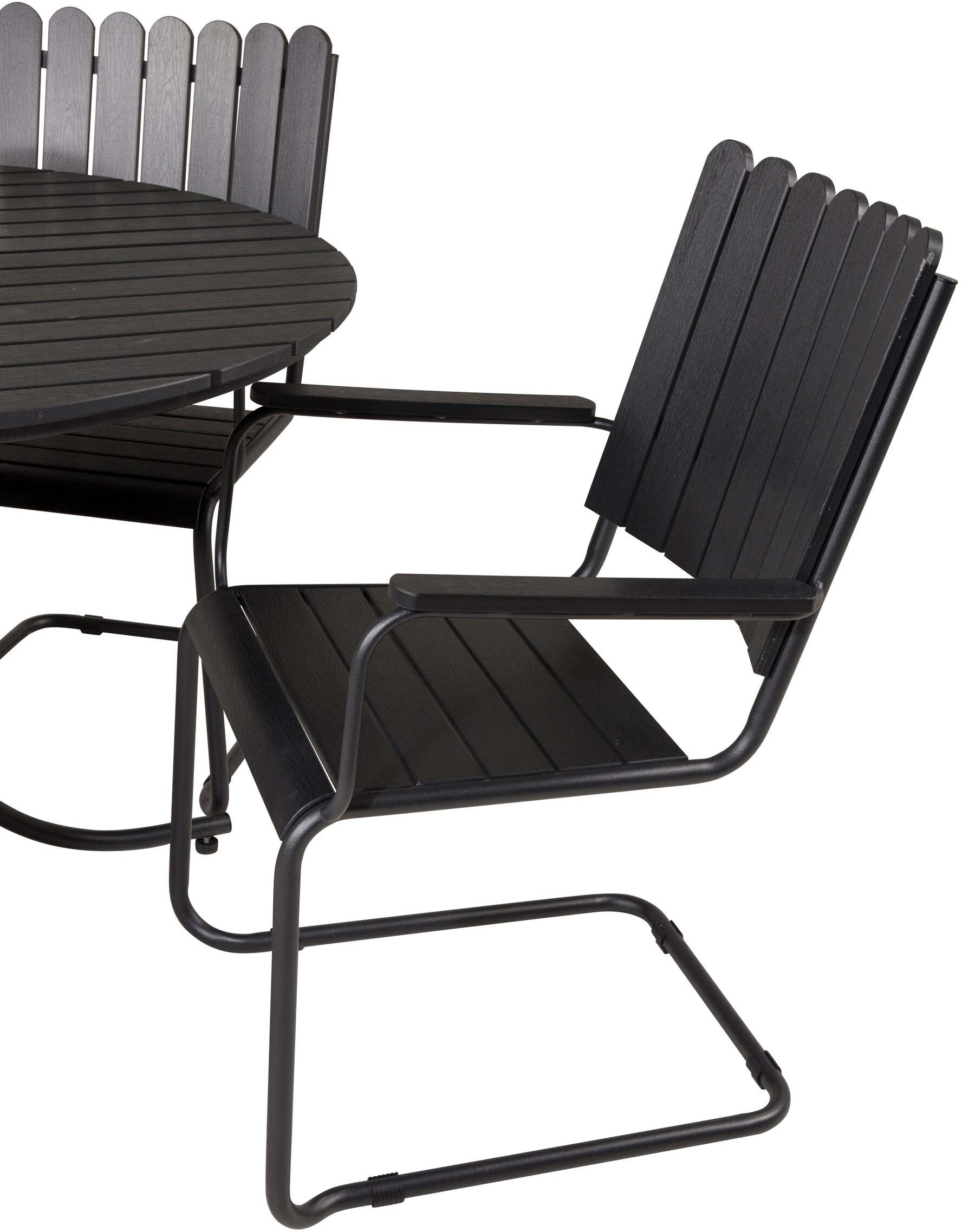Holmsund Outdoor-Tischset ⌀103cm/4St. in Schwarz präsentiert im Onlineshop von KAQTU Design AG. Gartentischset ist von Venture Home