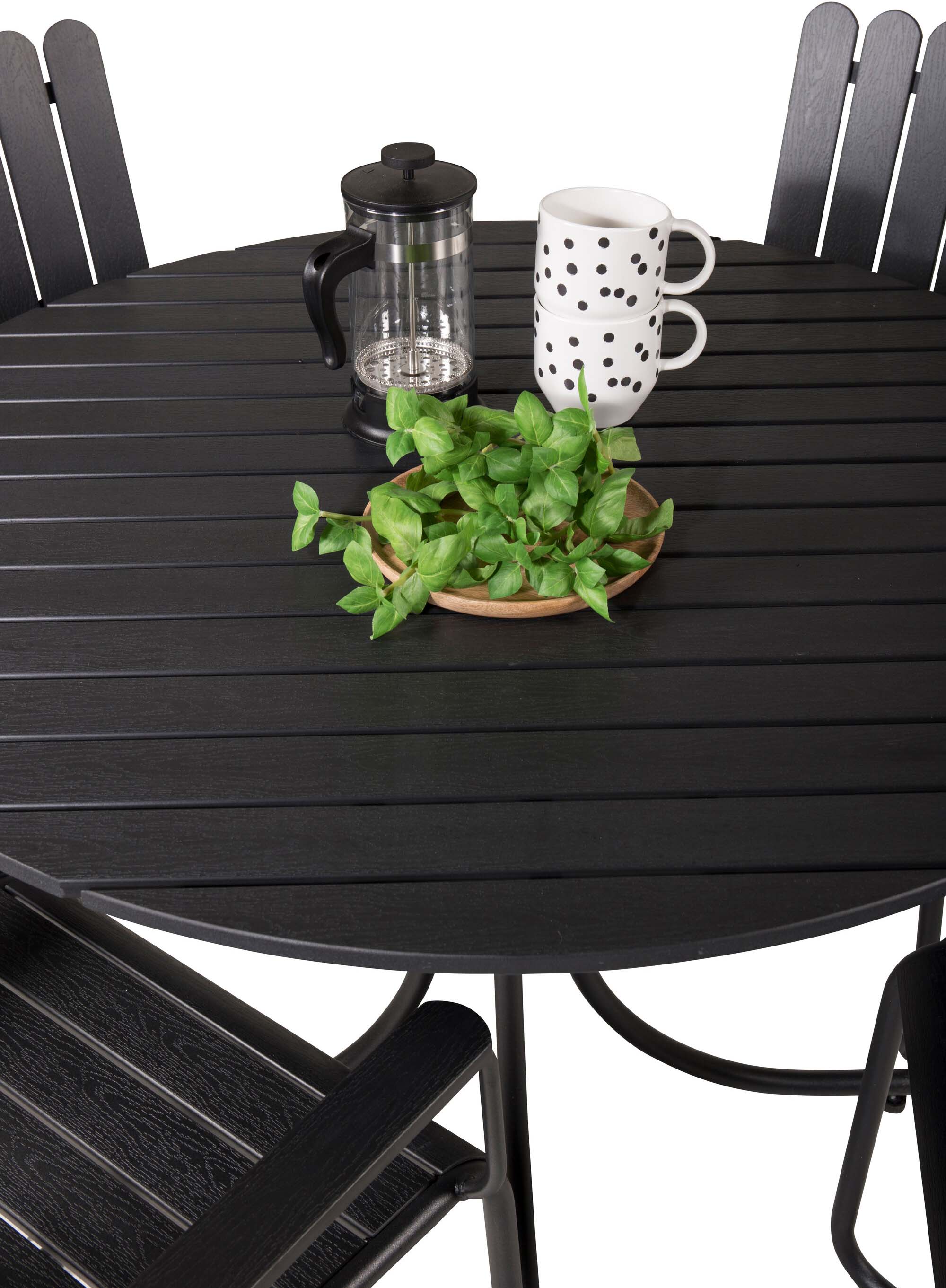 Holmsund Outdoor-Tischset ⌀103cm/4St. in Schwarz präsentiert im Onlineshop von KAQTU Design AG. Gartentischset ist von Venture Home