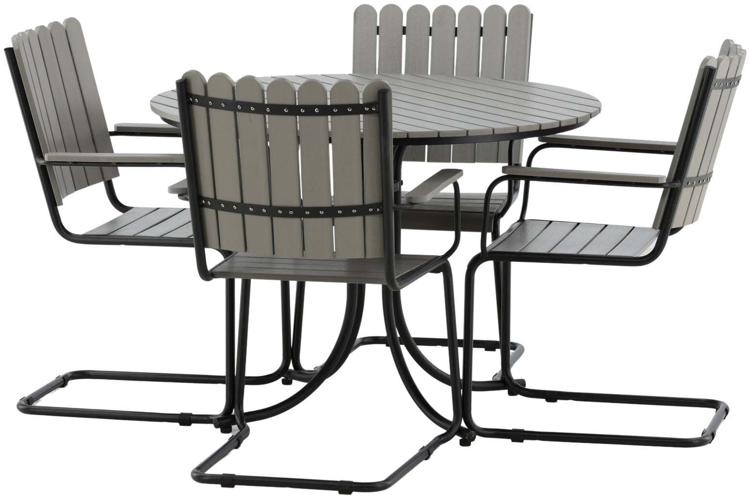 Holmsund Outdoor-Tischset ⌀103cm/4St. in Grau / Schwarz präsentiert im Onlineshop von KAQTU Design AG. Gartentischset ist von Venture Home