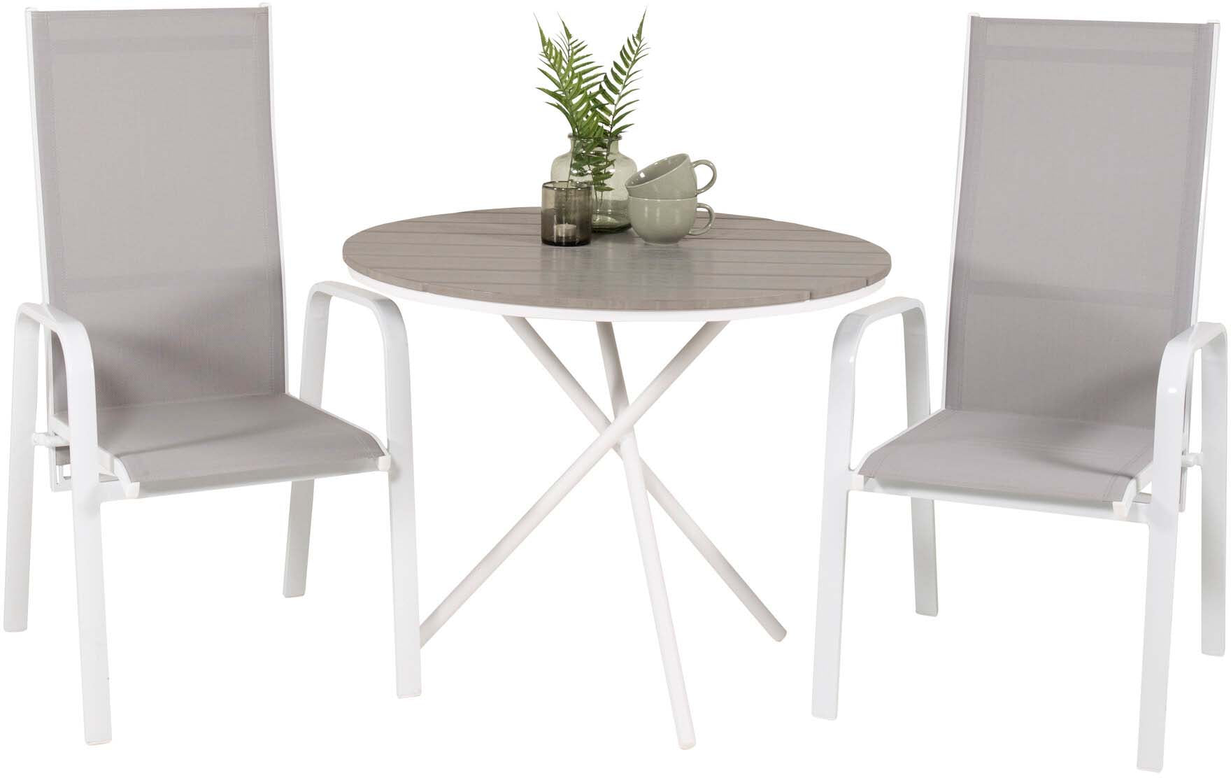 Parma Outdoor-Tischset + Copacabana Recliner ⌀90cm/2St. in Grau weiss präsentiert im Onlineshop von KAQTU Design AG. Gartentischset ist von Venture Home