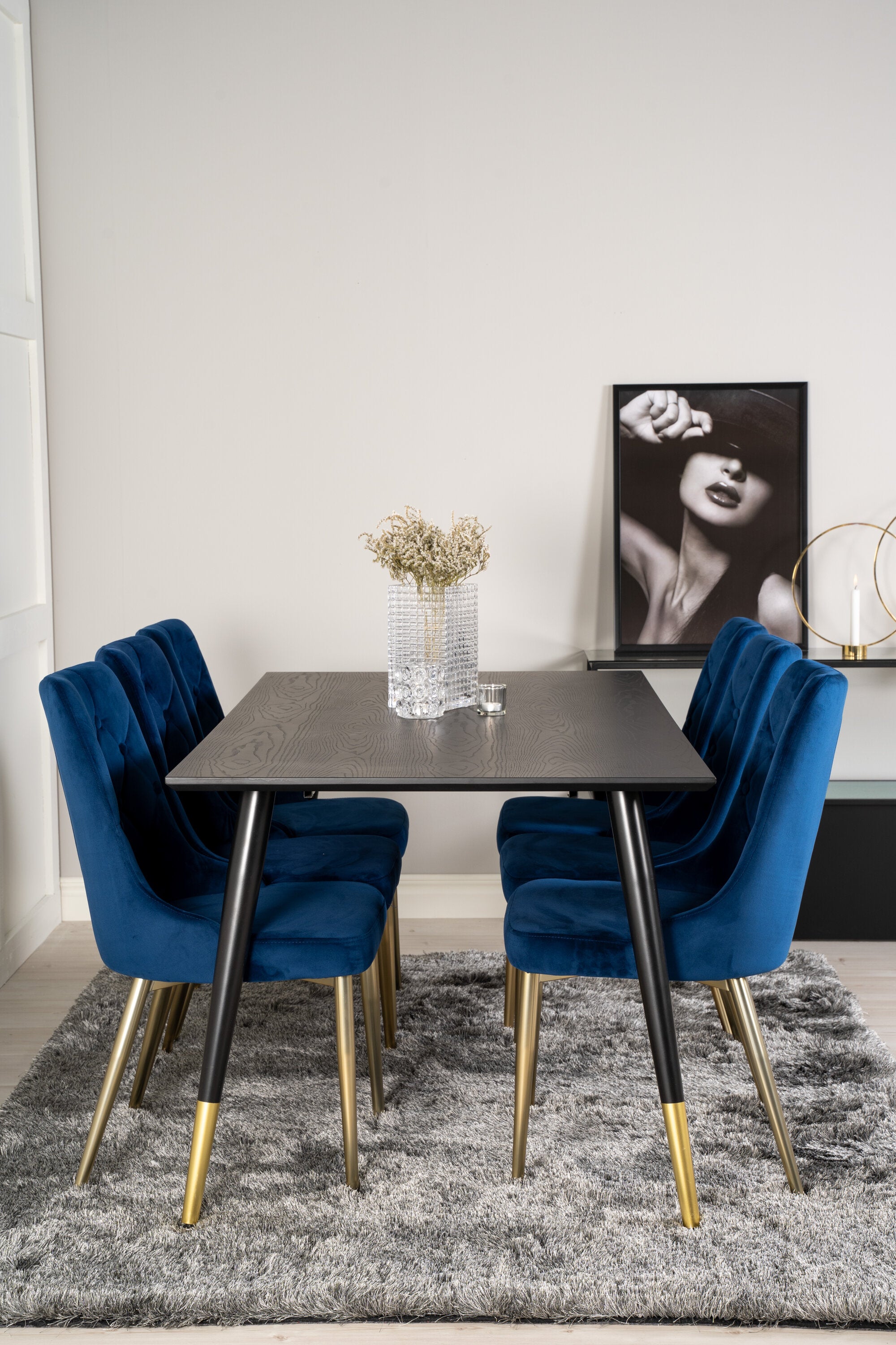 Dipp Esszimmerset + Velvet Deluxe 180cm/6St. in Blau / Gold präsentiert im Onlineshop von KAQTU Design AG. Esszimmerset ist von Venture Home