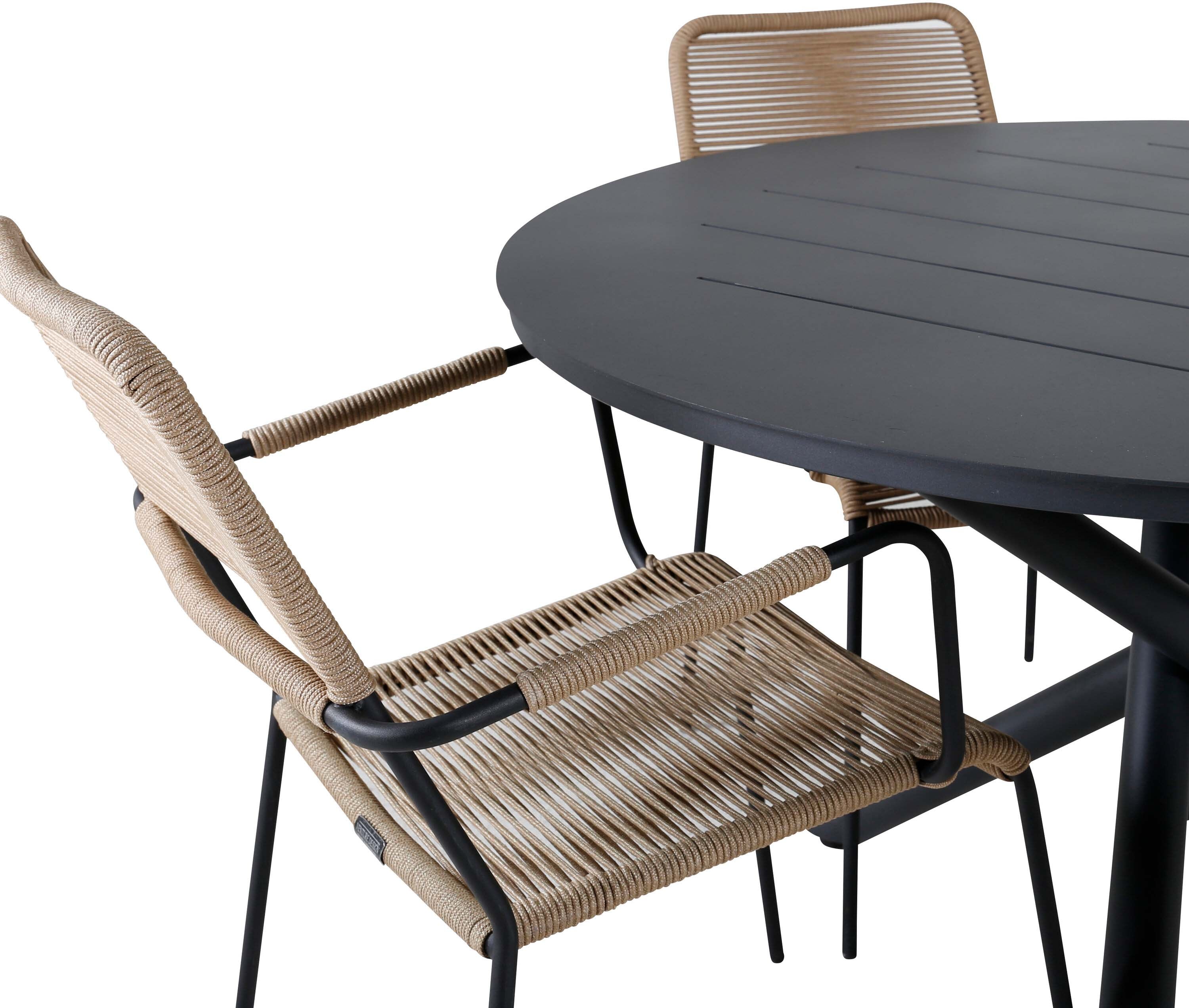 Alma Outdoor-Tischset + Lindos ⌀120cm/4St. - KAQTU Design