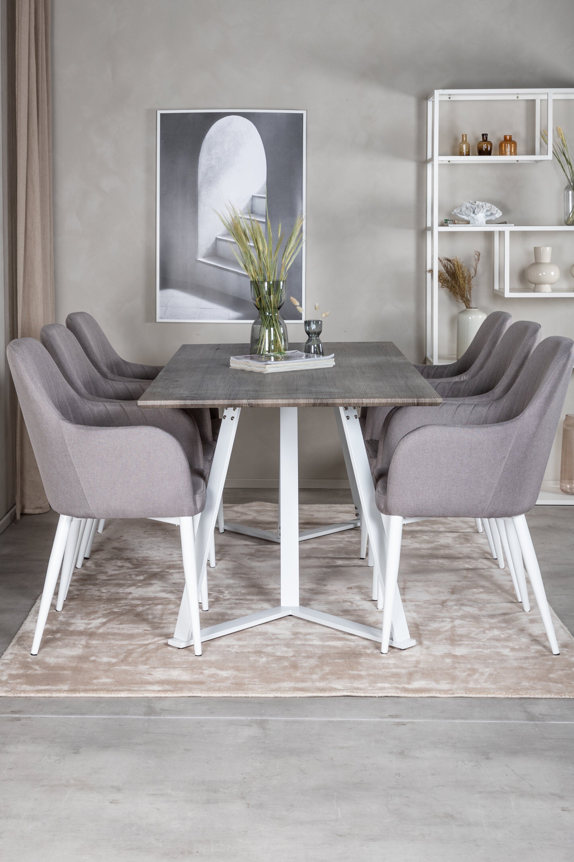 Marina Esszimmerset Comfort 180cm/6St. in Grau weiss präsentiert im Onlineshop von KAQTU Design AG. Esszimmerset ist von Venture Home