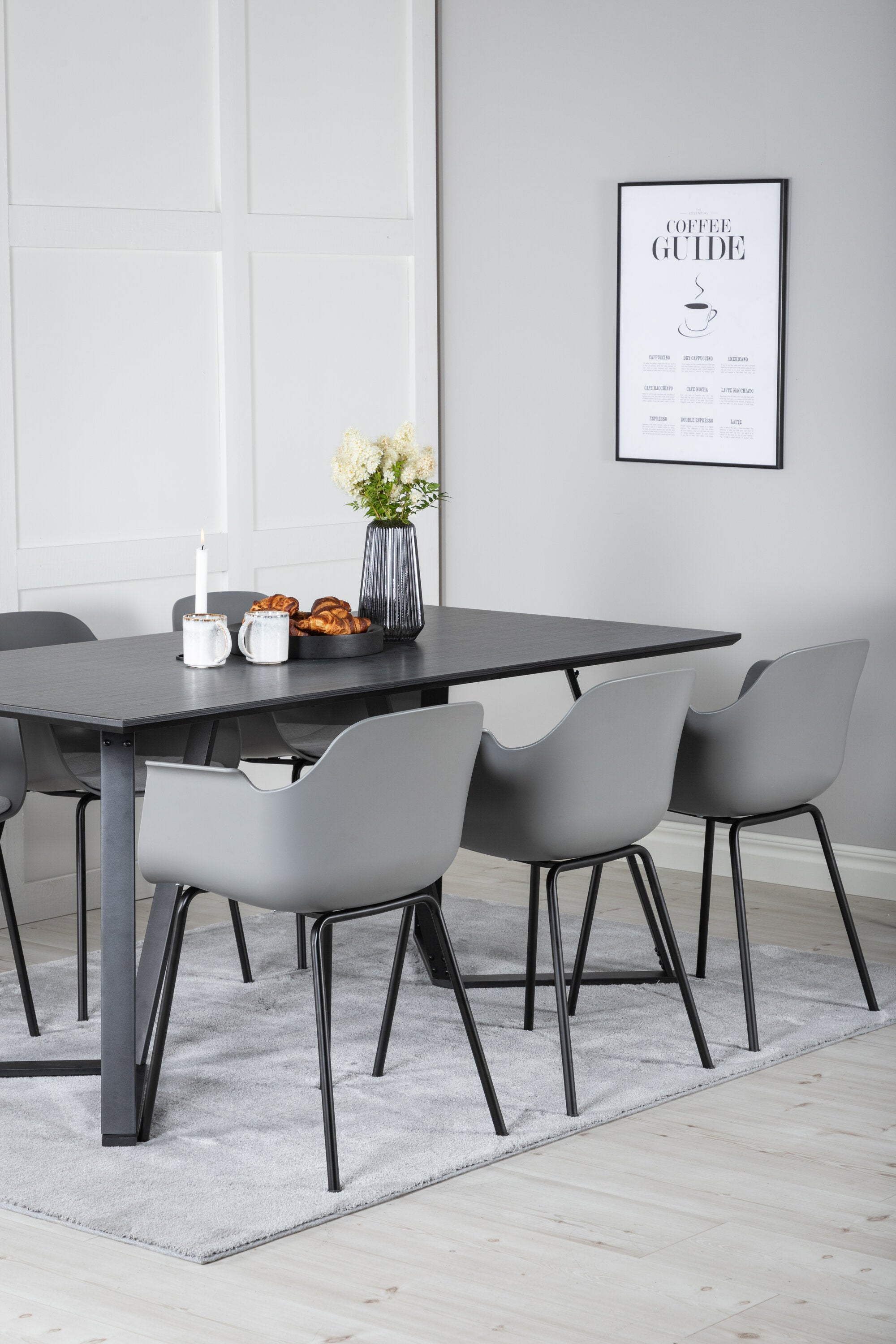 Marina Esszimmerset Comfort 180cm/6St. in Schwarzgrau präsentiert im Onlineshop von KAQTU Design AG. Esszimmerset ist von Venture Home