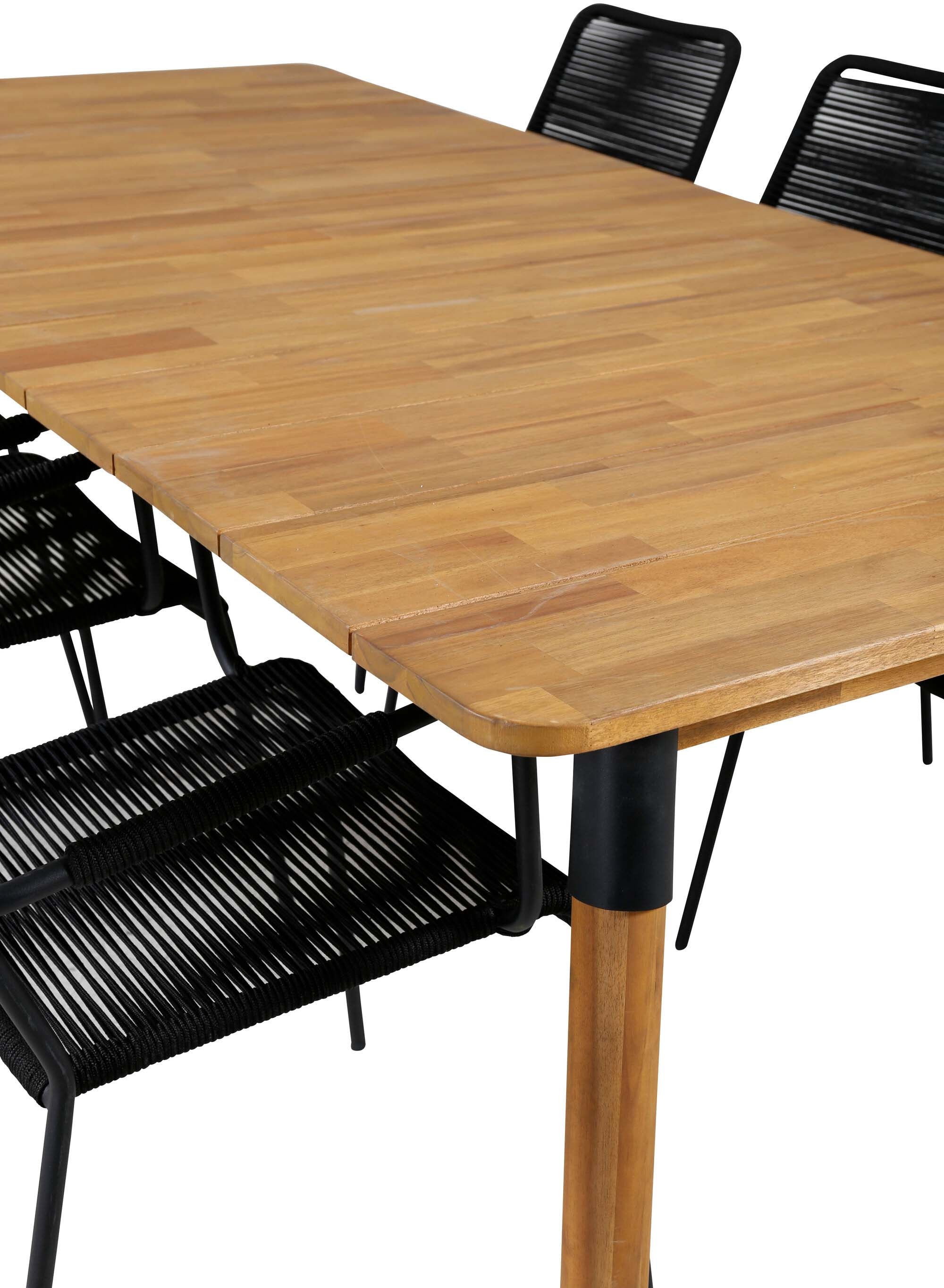 Julian Outdoor-Tischset + Lindos Armchair 210cm/6St. in Schwarz präsentiert im Onlineshop von KAQTU Design AG. Gartentischset ist von Venture Home
