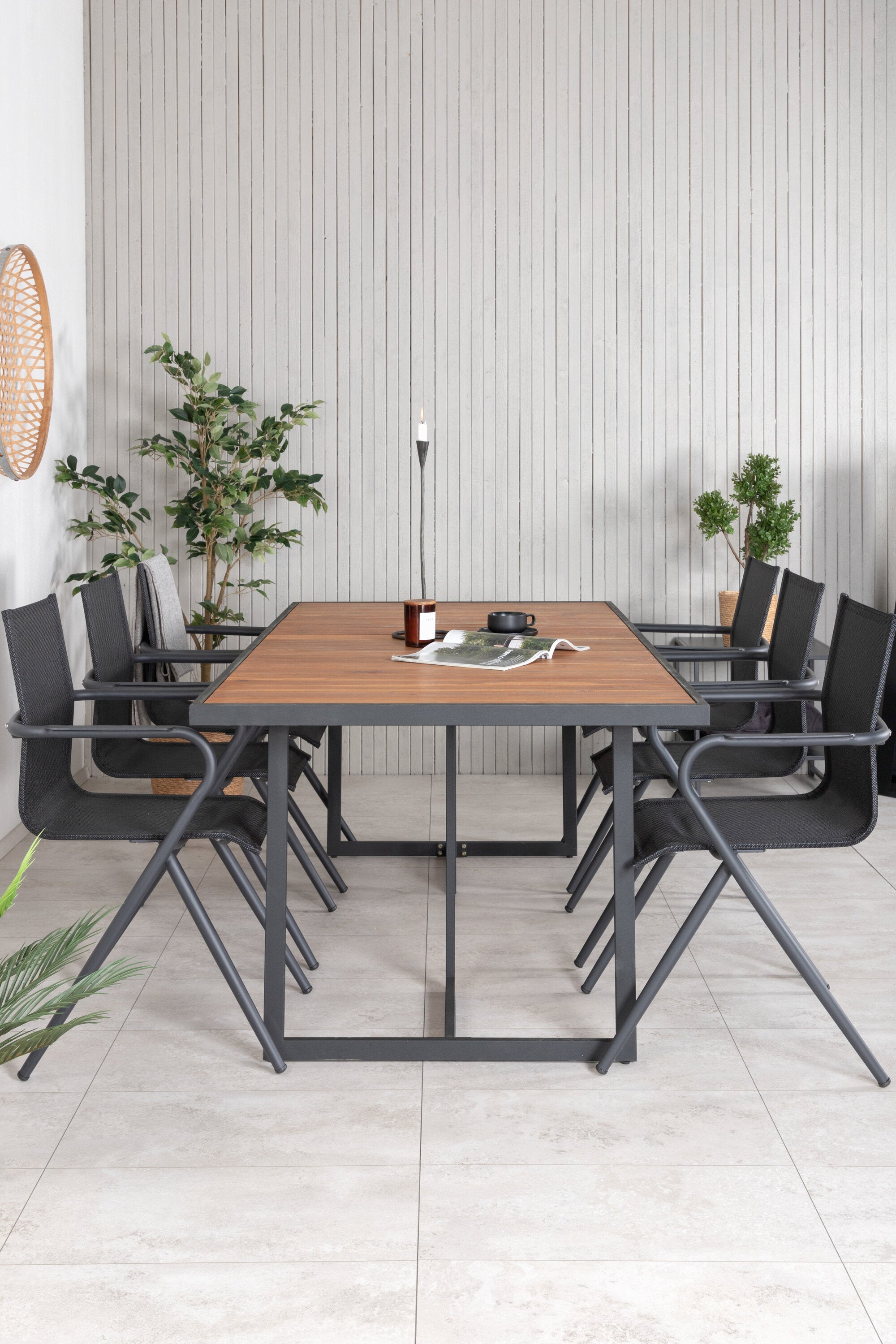 Khung Outdoor-Tischset (Alina) 200cm/6St. in Schwarz präsentiert im Onlineshop von KAQTU Design AG. Gartentischset ist von Venture Home