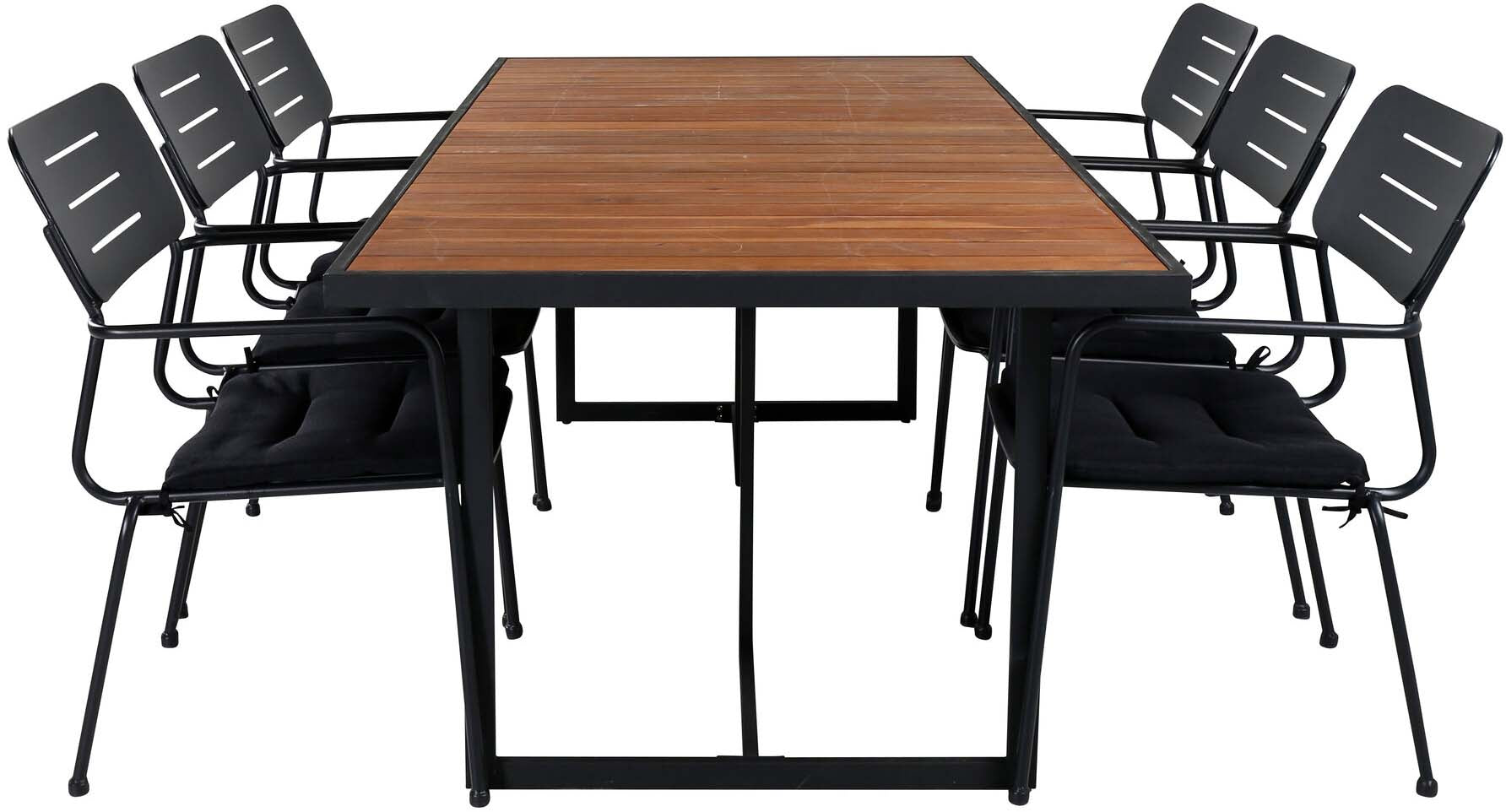 Khung Outdoor-Tischset (Nicke) 200cm/6St. in Schwarz präsentiert im Onlineshop von KAQTU Design AG. Gartentischset ist von Venture Home