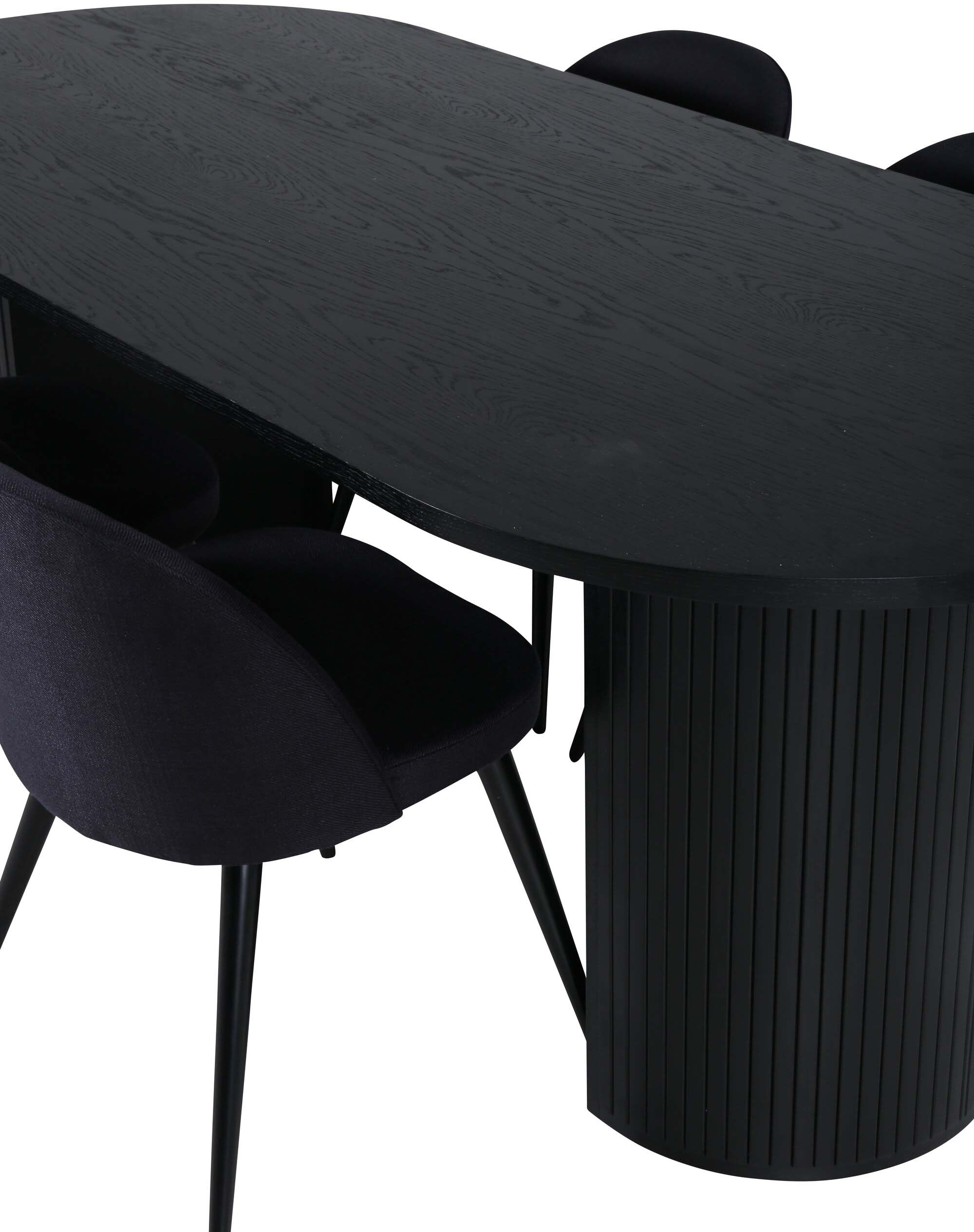 Bianca Esszimmerset + Velvet 200cm/4St. in Schwarz präsentiert im Onlineshop von KAQTU Design AG. Esszimmerset ist von Venture Home