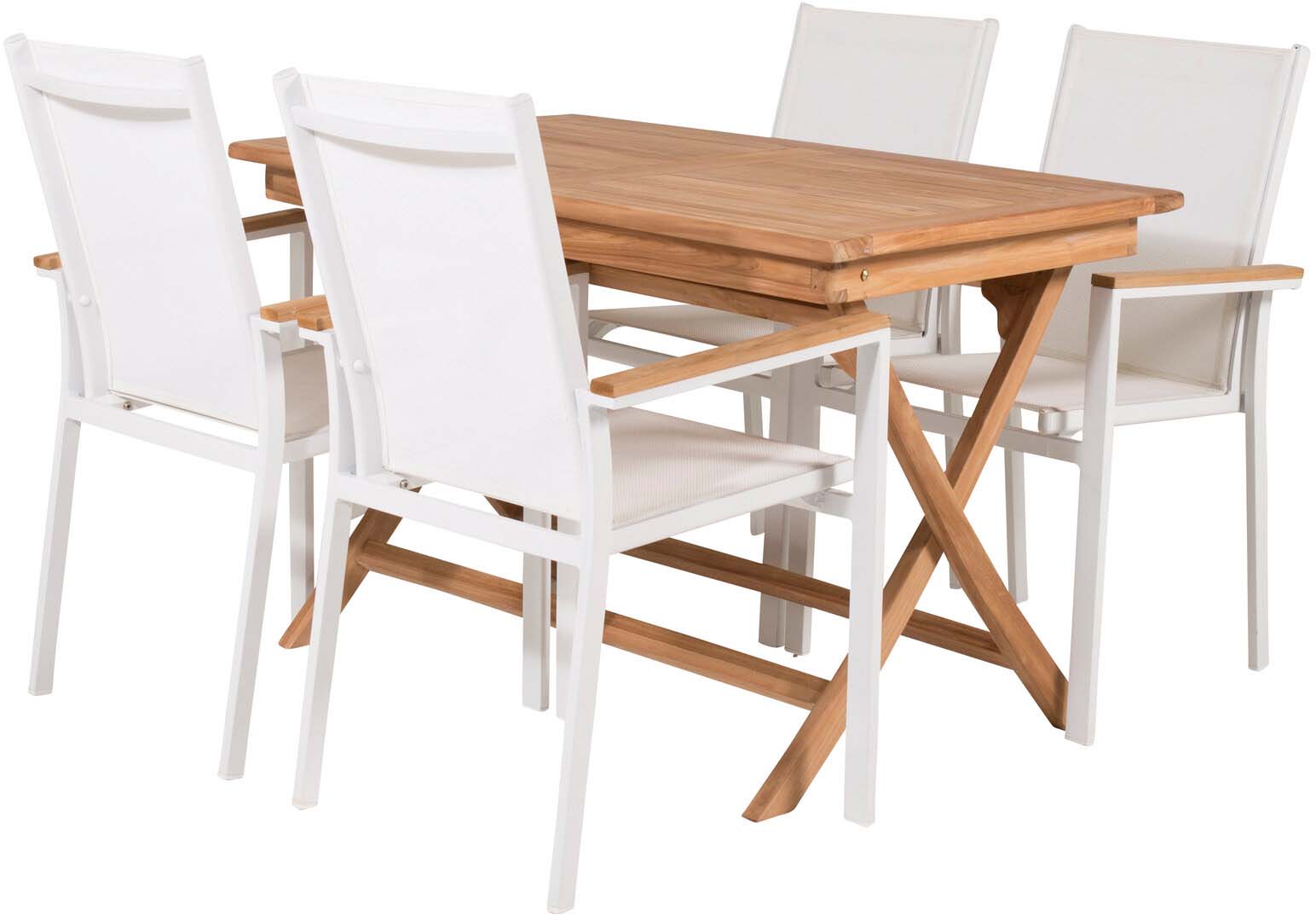 Kenya Outdoor-Tischset 120cm/4St. in Weiss präsentiert im Onlineshop von KAQTU Design AG. Gartentischset ist von Venture Home