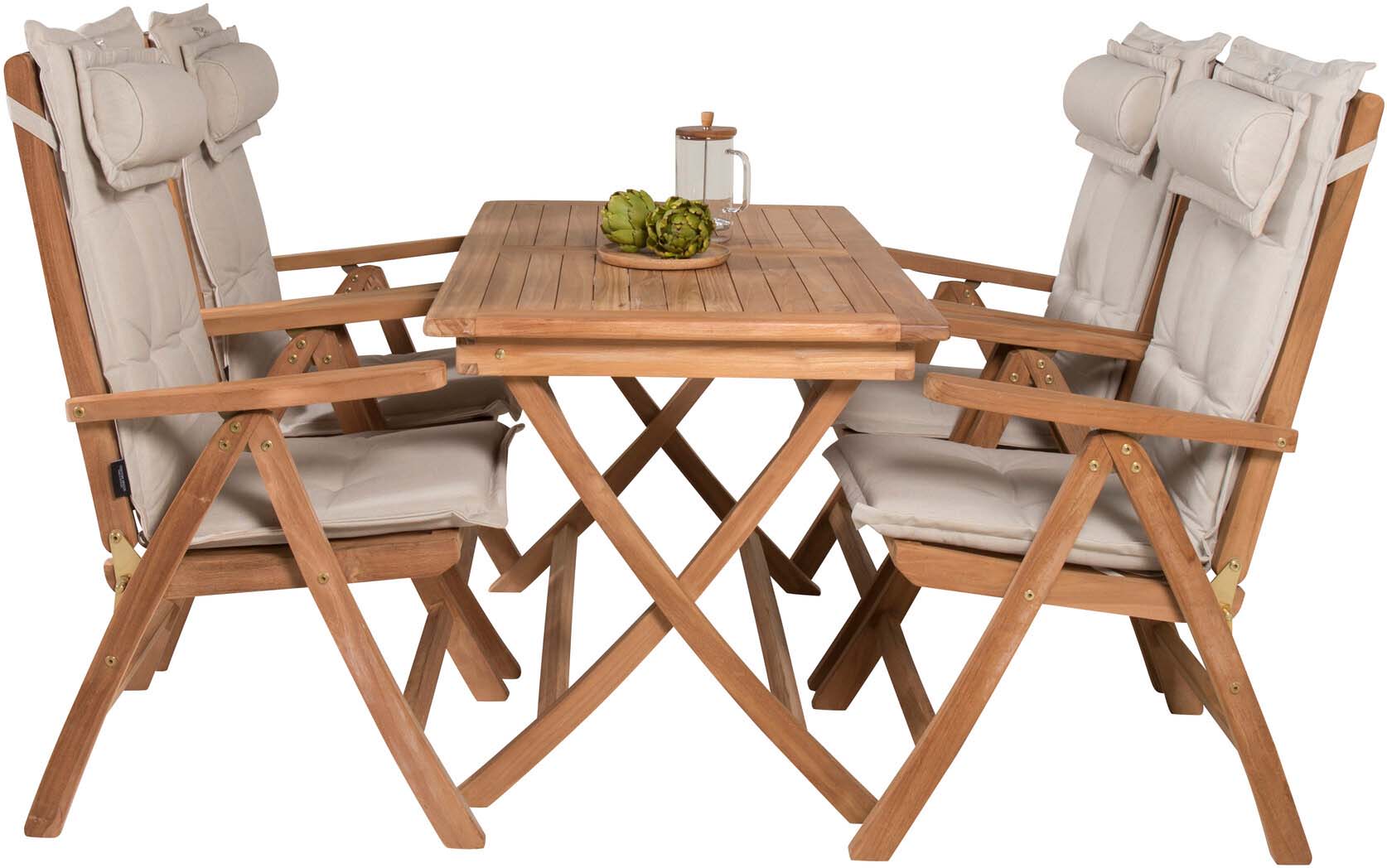 Kenya Outdoor-Tischset 120cm/4St. in Natur / Beige präsentiert im Onlineshop von KAQTU Design AG. Gartentischset ist von Venture Home