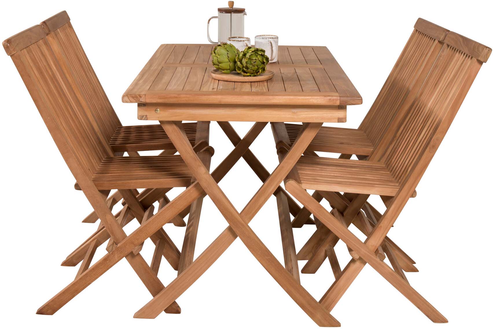 Kenya Outdoor-Tischset 120cm/4St. in Natur präsentiert im Onlineshop von KAQTU Design AG. Gartentischset ist von Venture Home