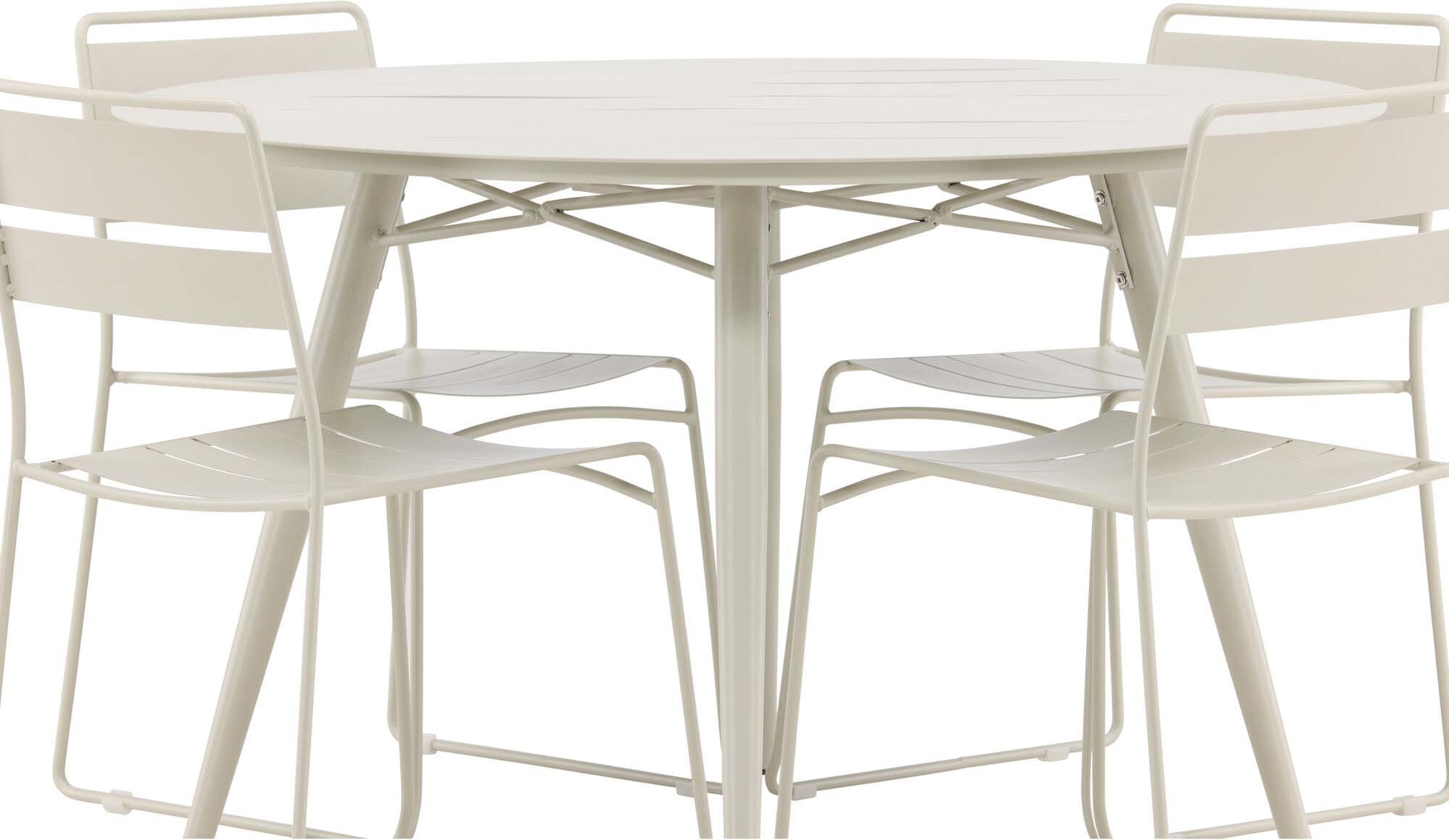 Lina Outdoor-Tischset ⌀120cm/4St. in Beige präsentiert im Onlineshop von KAQTU Design AG. Gartentischset ist von Venture Home