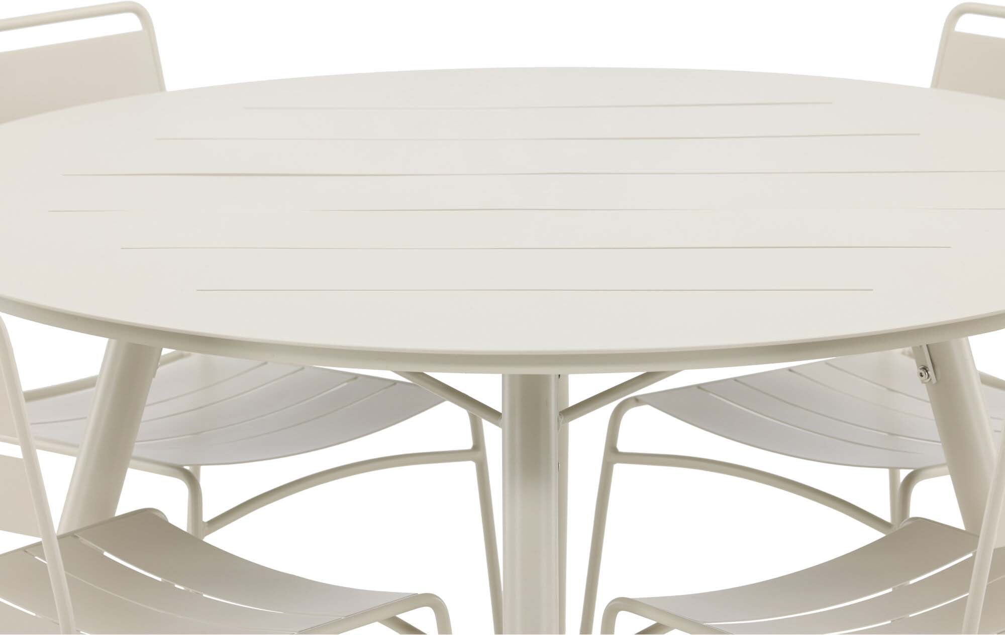 Lina Outdoor-Tischset ⌀120cm/4St. in Beige präsentiert im Onlineshop von KAQTU Design AG. Gartentischset ist von Venture Home