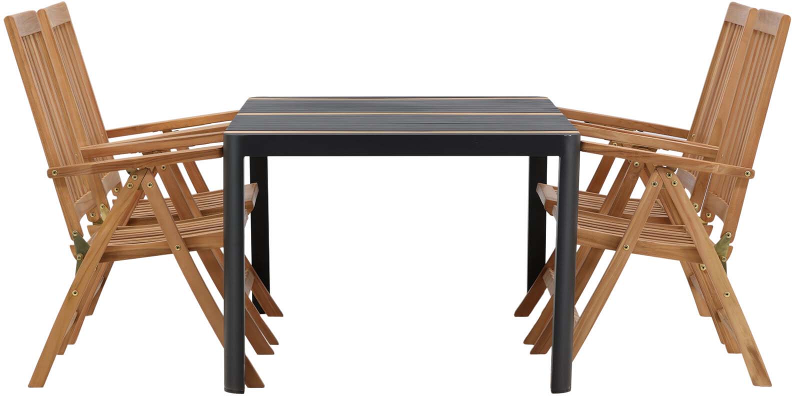 Togo Outdoor-Tischset + Kenya 150cm/4St. in Schwarz / Natur präsentiert im Onlineshop von KAQTU Design AG. Gartentischset ist von Venture Home