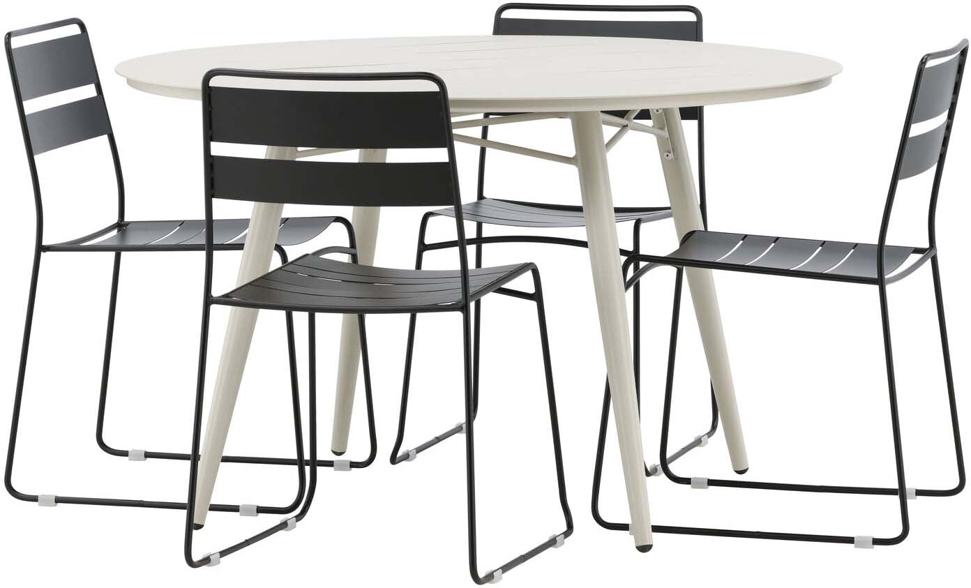 Lina Outdoor-Tischset ⌀120cm/4St. in Schwarz präsentiert im Onlineshop von KAQTU Design AG. Gartentischset ist von Venture Home