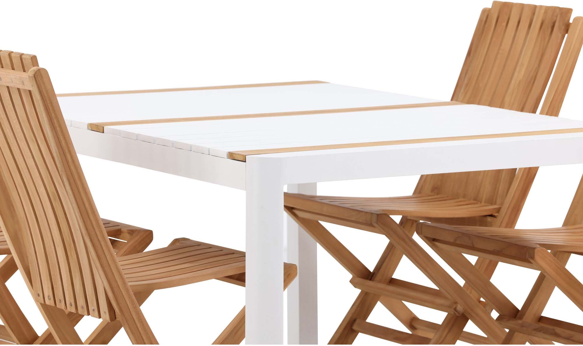 Togo Outdoor-Tischset + Ghana 150cm/4St. in Weiss / Gold / Natur präsentiert im Onlineshop von KAQTU Design AG. Gartentischset ist von Venture Home