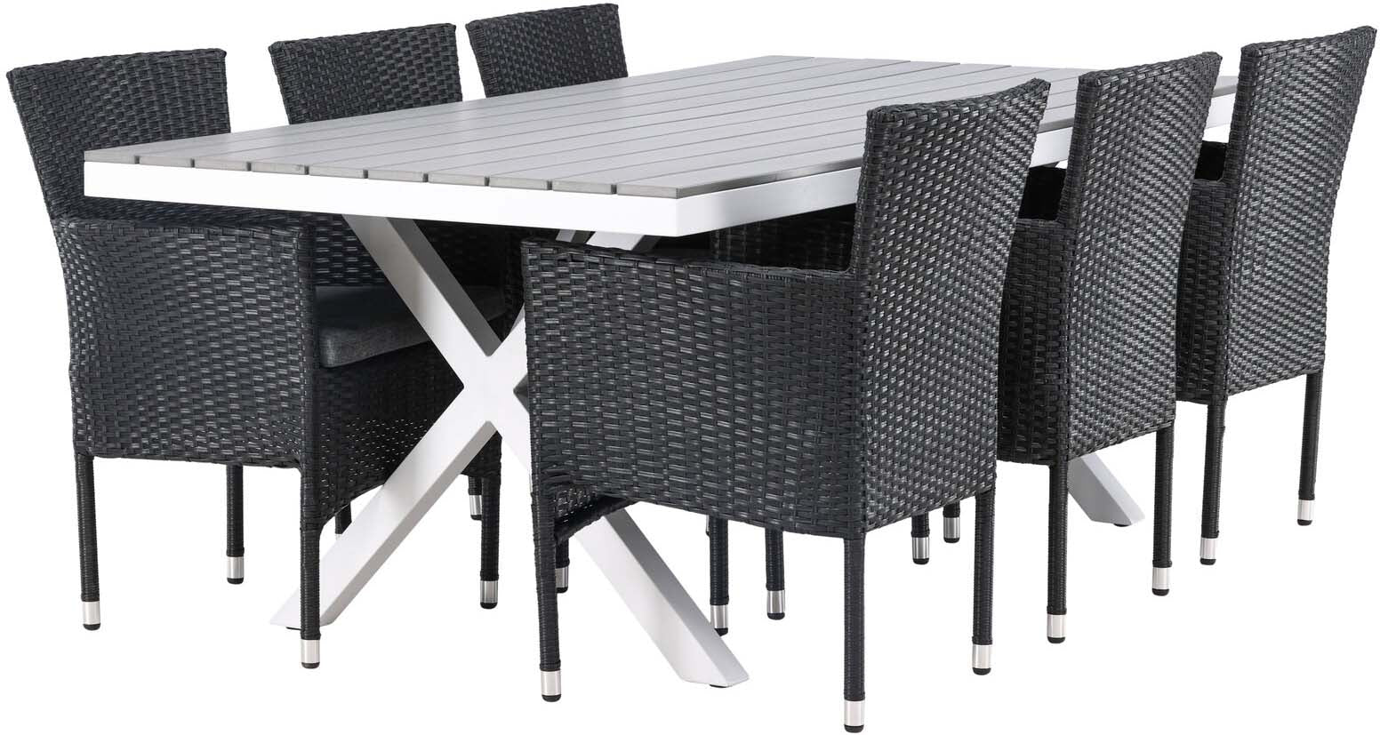 Garcia Outdoor-Tischset + Malina 200cm/6St. in Hellgrau / Weiss präsentiert im Onlineshop von KAQTU Design AG. Gartentischset ist von Venture Home