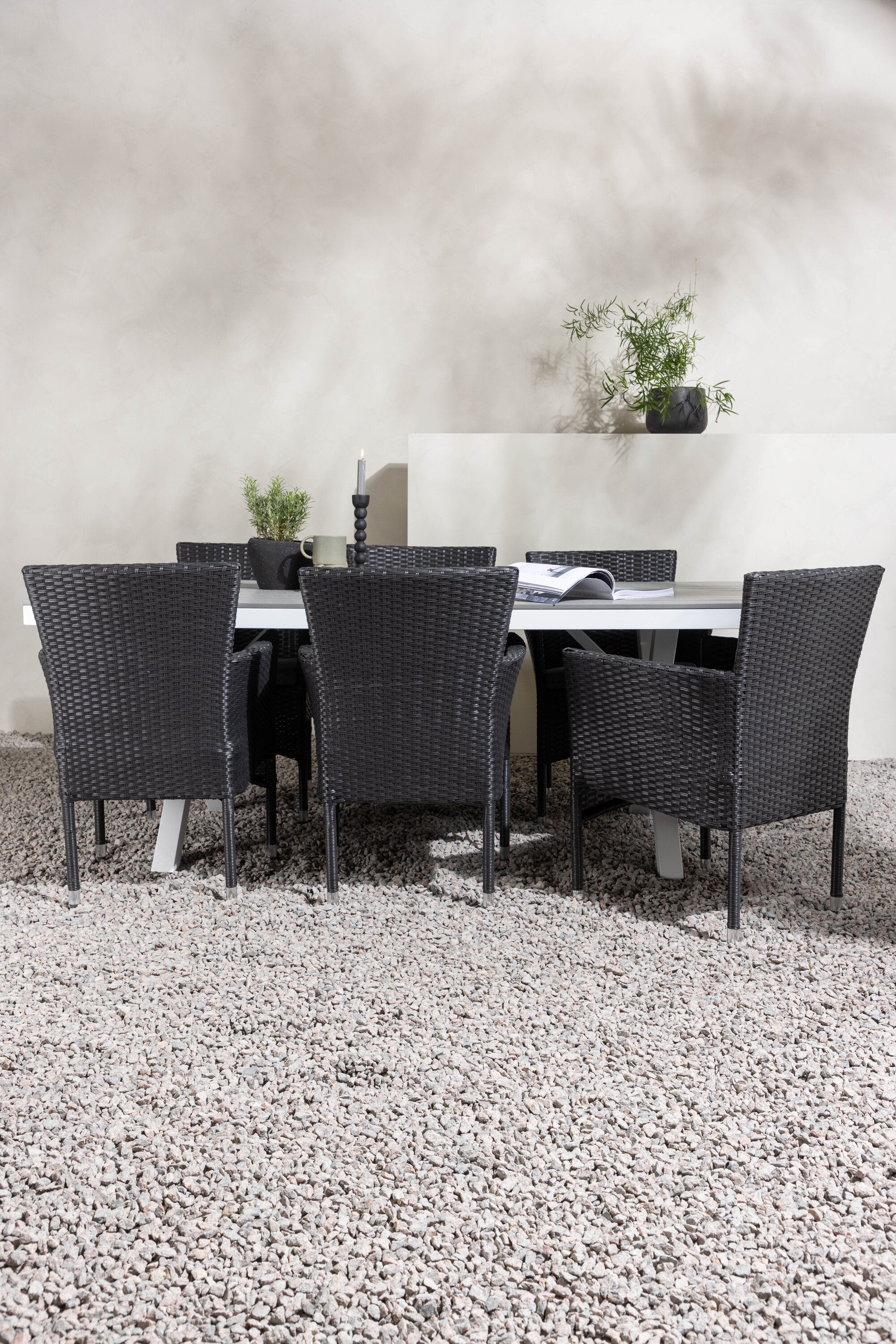 Garcia Outdoor-Tischset + Malina 200cm/6St. in Hellgrau / Weiss präsentiert im Onlineshop von KAQTU Design AG. Gartentischset ist von Venture Home