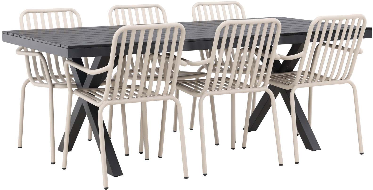 Garcia Outdoor-Tischset + Peking 200cm/6St. in Beige präsentiert im Onlineshop von KAQTU Design AG. Gartentischset ist von Venture Home