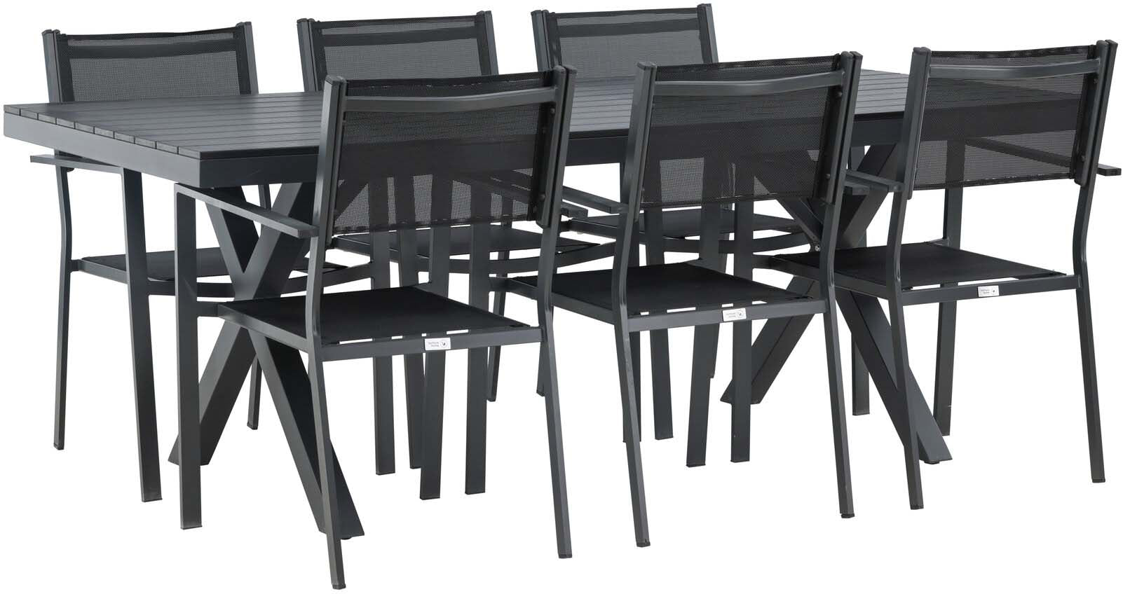 Garcia Outdoor-Tischset + Copacabana 200cm/6St. in Schwarz präsentiert im Onlineshop von KAQTU Design AG. Gartentischset ist von Venture Home