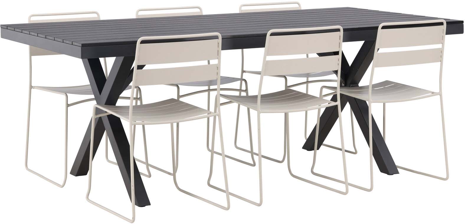 Garcia Outdoor-Tischset + Lina 200cm/6St. in Beige präsentiert im Onlineshop von KAQTU Design AG. Gartentischset ist von Venture Home