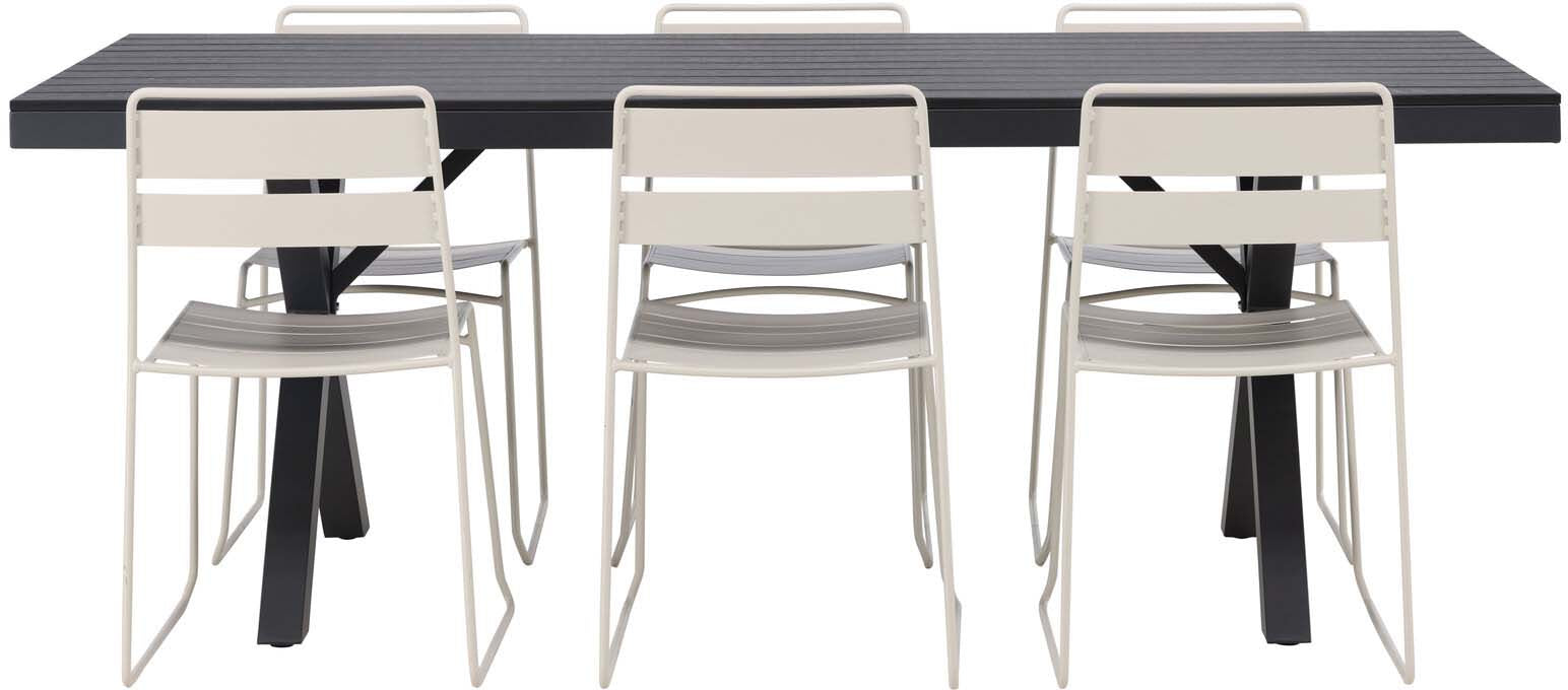 Garcia Outdoor-Tischset + Lina 200cm/6St. in Beige präsentiert im Onlineshop von KAQTU Design AG. Gartentischset ist von Venture Home