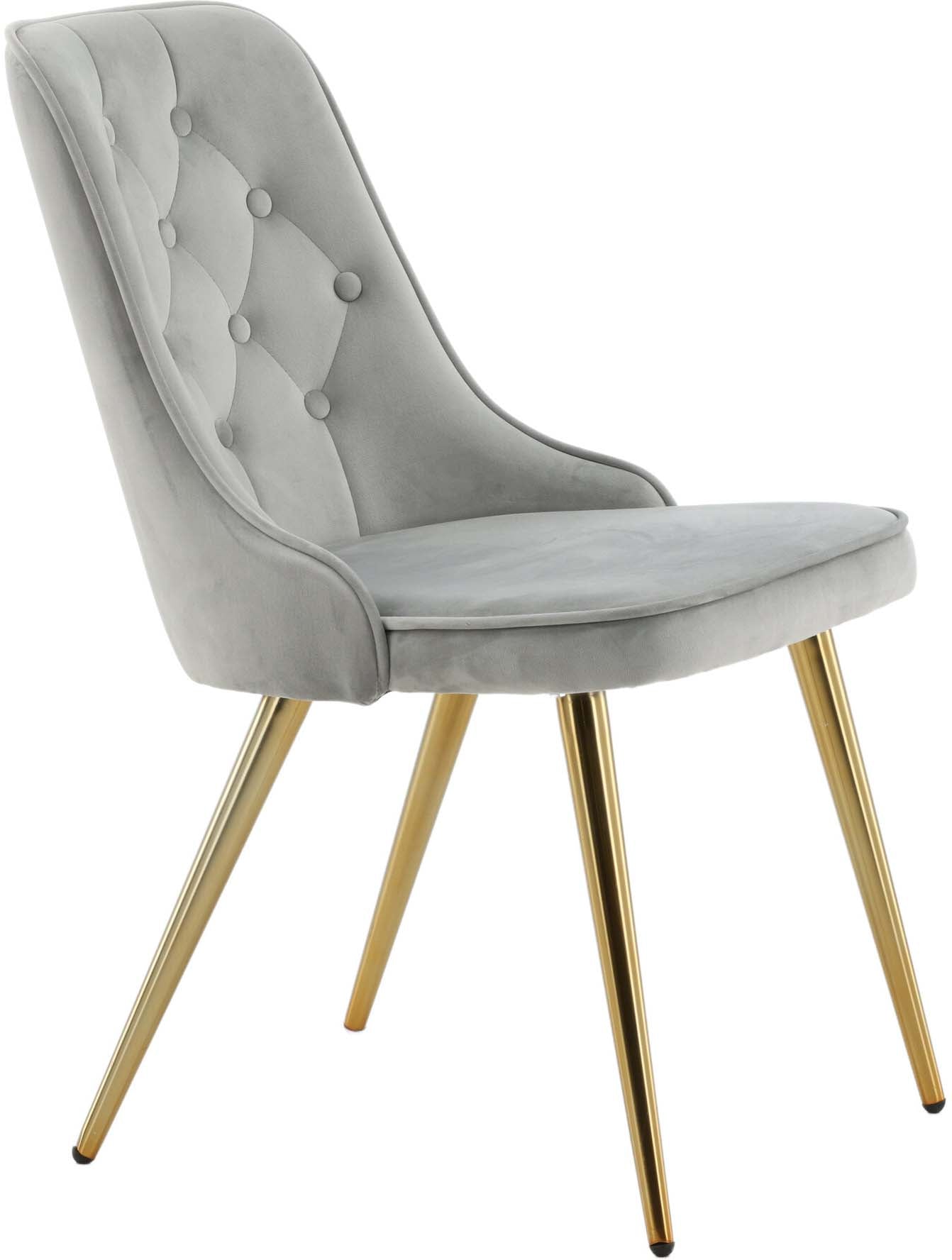 Velvet Deluxe Stuhl in Grau / Gold präsentiert im Onlineshop von KAQTU Design AG. Stuhl ist von Venture Home
