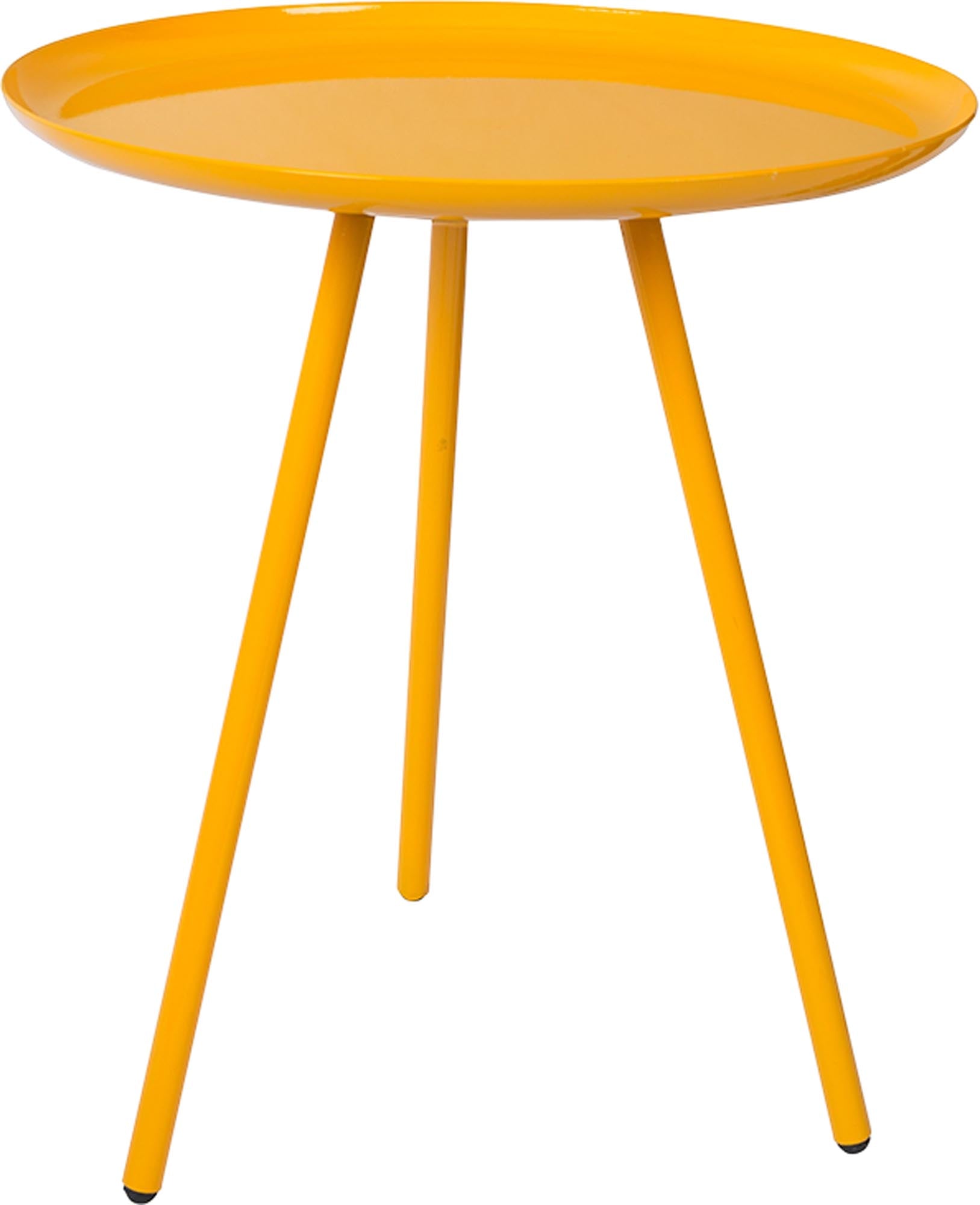 Beistelltisch Frost aus weißem Metall mit minimalistischem Design und runder Tischplatte.