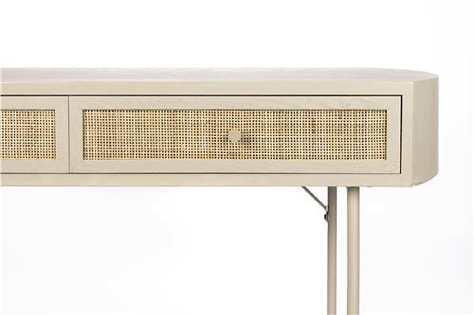 Entdecken Sie den eleganten Konsolentisch AMAYA 2DR von White Label Living. Mit seinem modernen Design in Beige und Rattan-Details ist er ideal für jeden Raum.