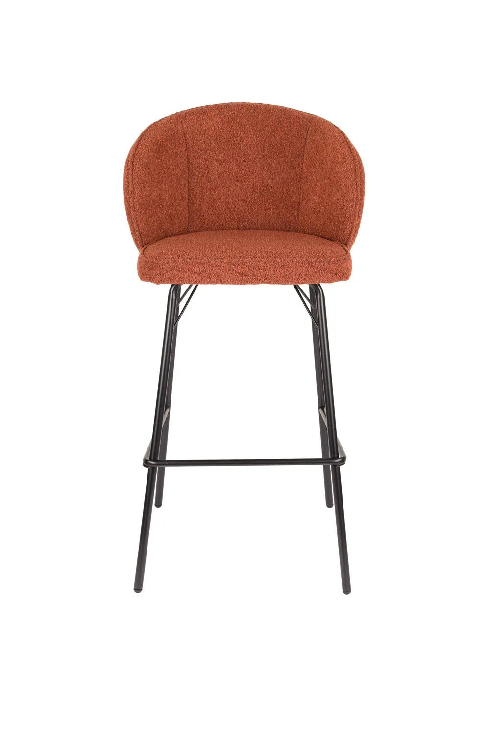 Eleganter Barhocker mit weichem Polyesterbezug, stabilen Holzbeinen und zeitlosem Design für modernen Komfort.