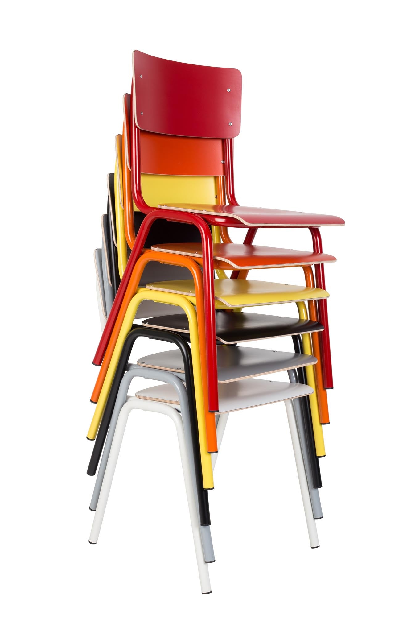 Der Zuiver Stuhl "Back to School" kombiniert modernes Design mit optimalem Sitzkomfort – ideal für kreative Arbeits- und Lernräume.