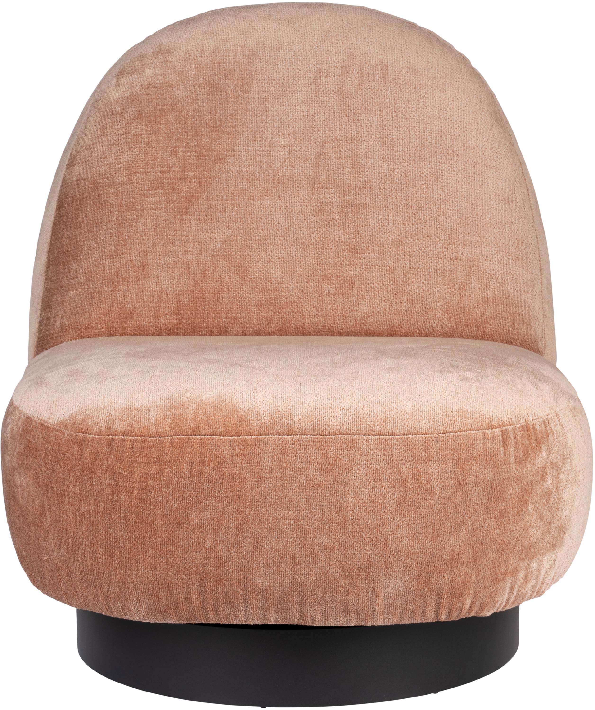 Sessel Eden von Zuiver mit modernem Design, drehbarem Metallfuß und weichem, strapazierfähigem Bezug in stilvollem Grau.