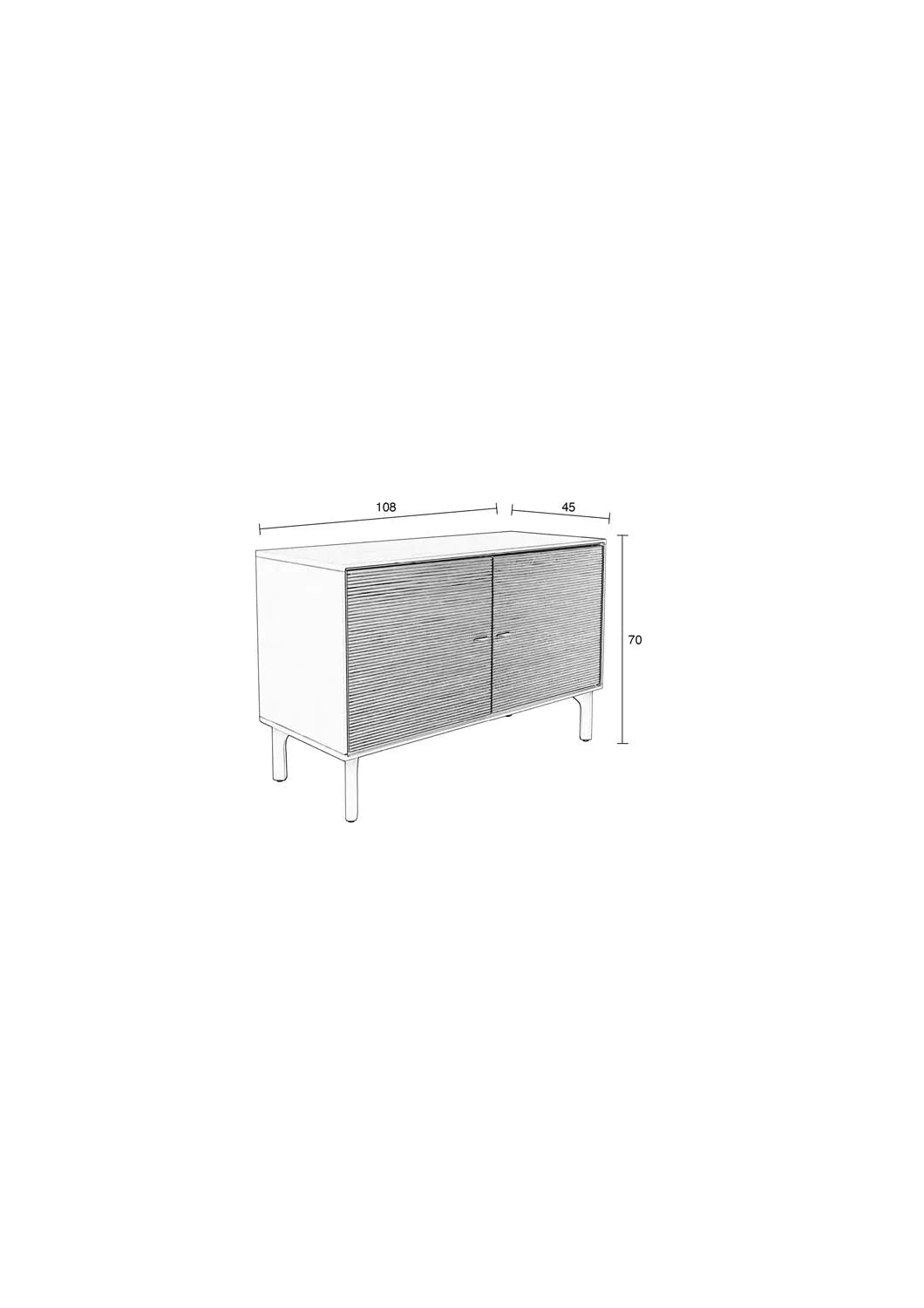Stilvolles Sideboard aus Akazienholz mit Rattan, 2 Türen, modern.