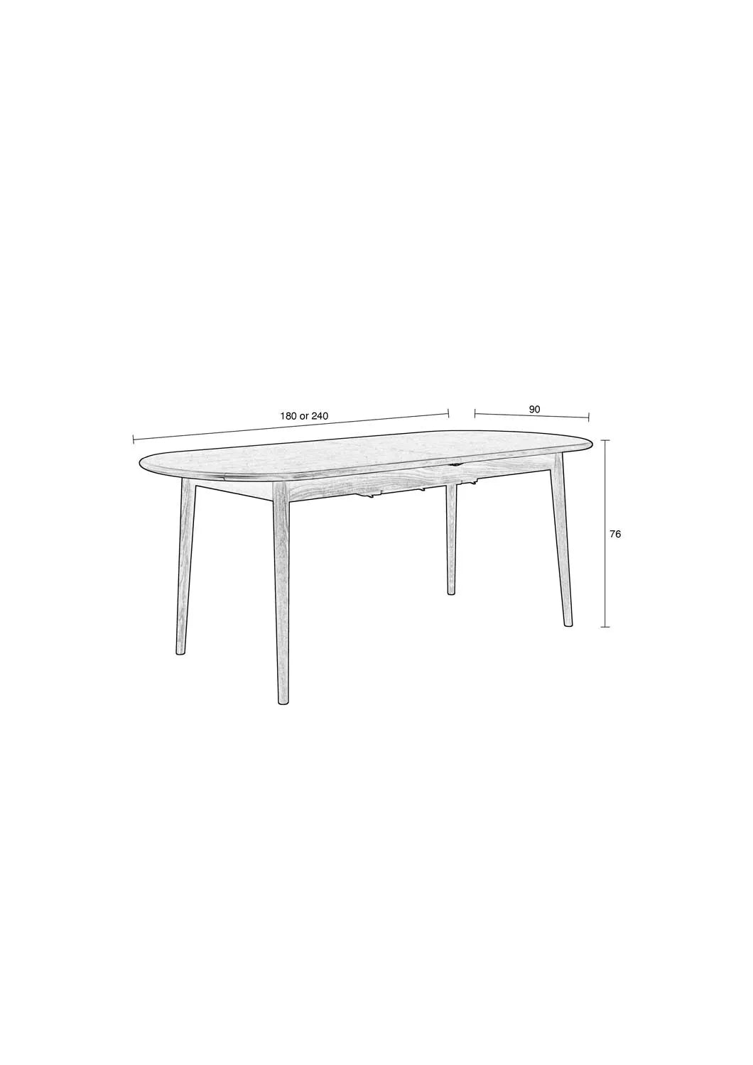 Zuiver Twist Tisch: Walnuss, ausziehbar, 180/240x90 cm, stilvoll.