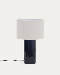 Tischlampe Toneric aus Keramik mit blauem Finish und Baumwolle