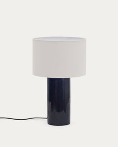 Tischlampe Toneric aus Keramik mit blauem Finish und Baumwolle