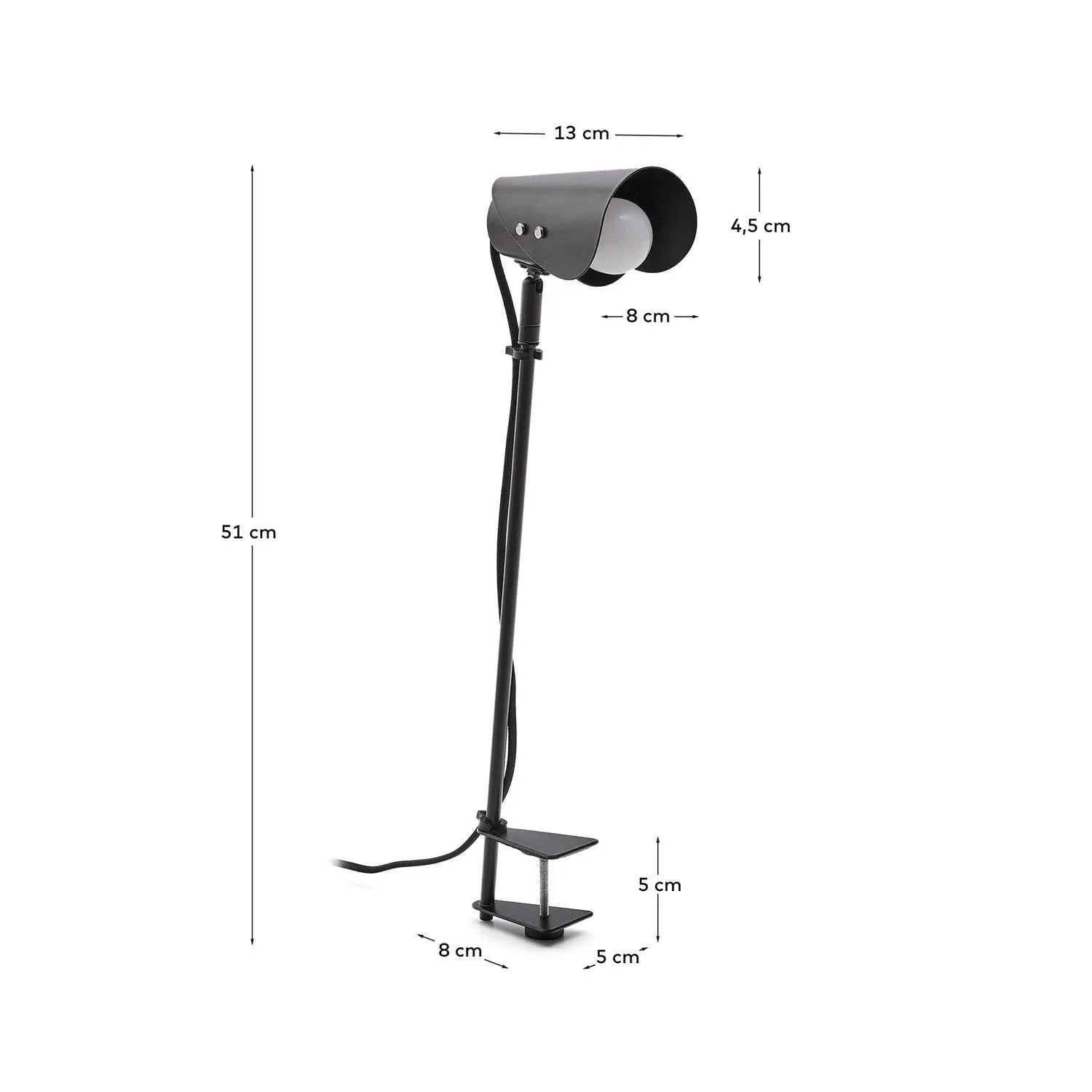 Schreibtischlampe mit Klemme Jula aus schwarzem Metall in Schwarz präsentiert im Onlineshop von KAQTU Design AG. Tischleuchte ist von Kave Home