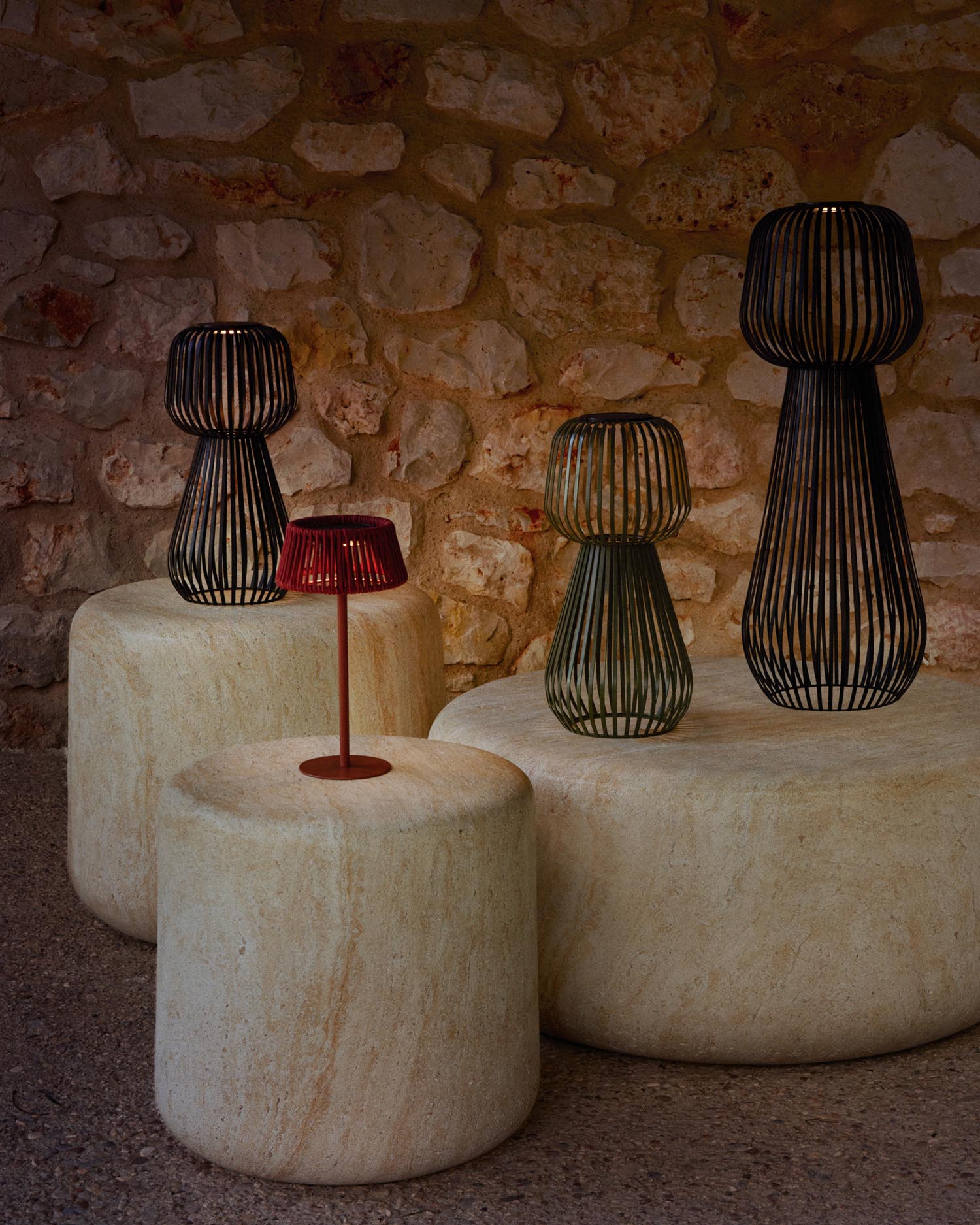 Outdoor solar table lamp Aldet made of terracotta<tc>ott</tc>afarben marbled rope and terrak<tc>ott</tc>afarben