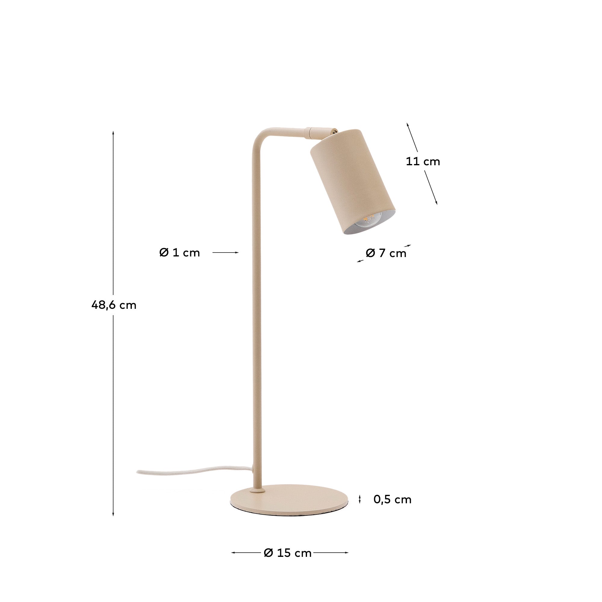 Schreibtischlampe Manie aus Metall mit beigem, texturiertem Finish in Beige präsentiert im Onlineshop von KAQTU Design AG. Tischleuchte ist von Kave Home