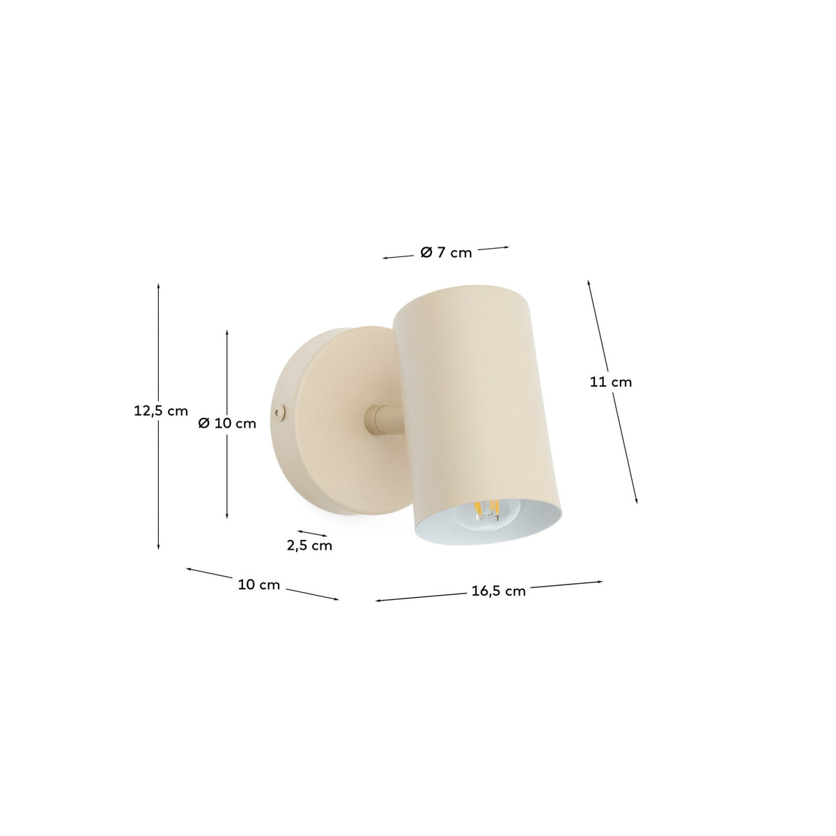 Wandleuchte Manie aus Metall mit beigem, texturiertem Finish in Beige präsentiert im Onlineshop von KAQTU Design AG. Wandleuchte ist von Kave Home