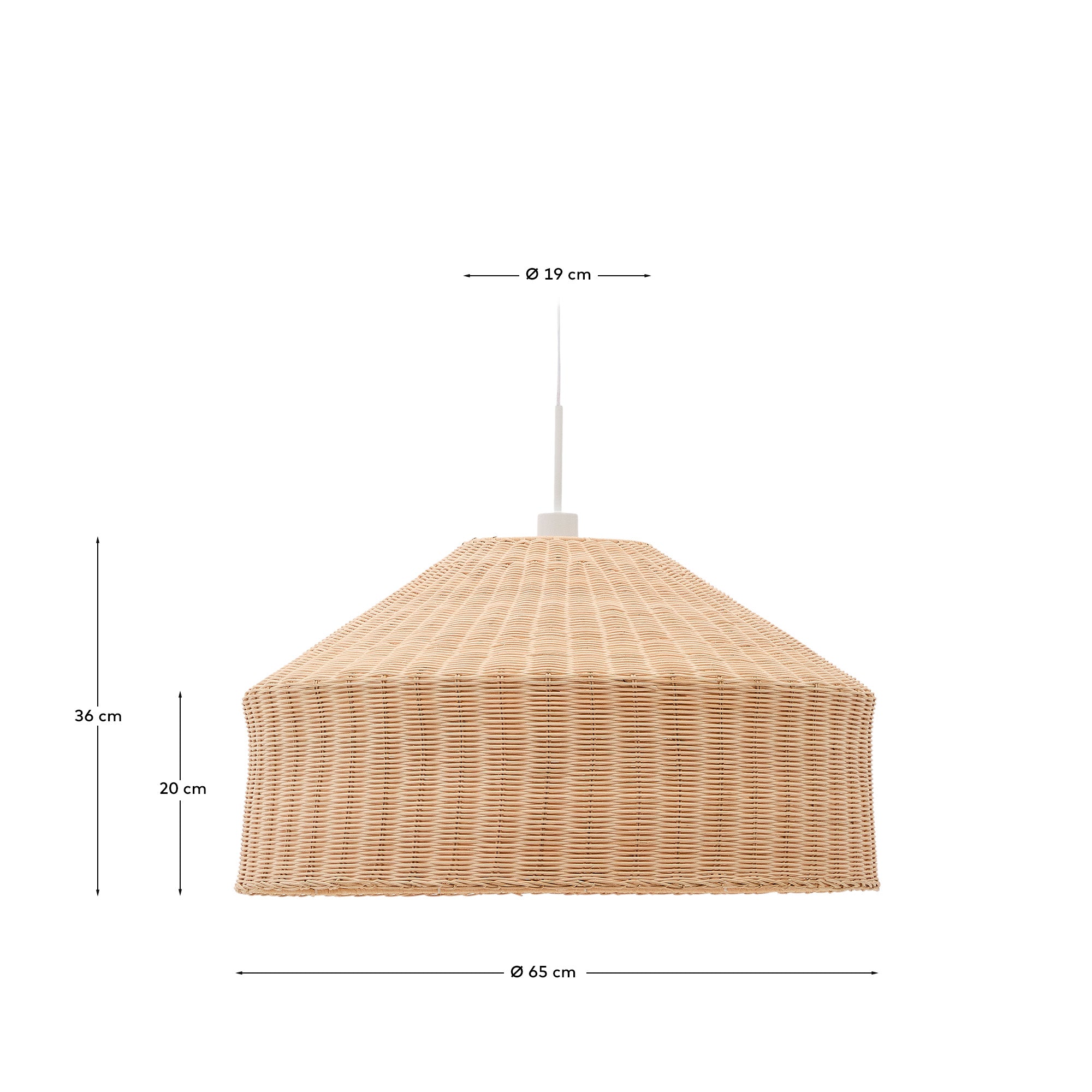 Lampenschirm Ennia aus Rattan mit hellem Finish Ø 65 cm in Natur präsentiert im Onlineshop von KAQTU Design AG. Lampenschirm ist von Kave Home