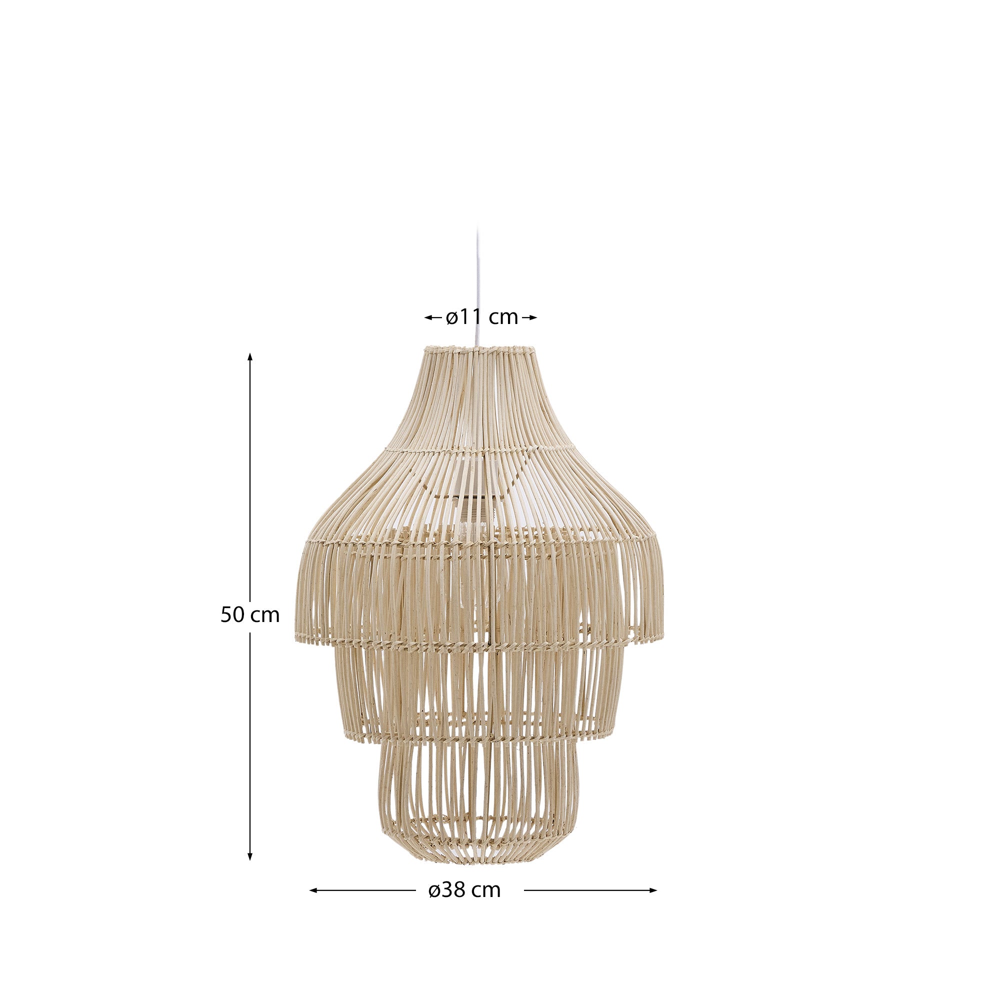 Lampenschirm für Deckenleuchte Janoa aus Rattan mit aufgehelltem Finish Ø 38 cm in Natur präsentiert im Onlineshop von KAQTU Design AG. Lampenschirm ist von Kave Home