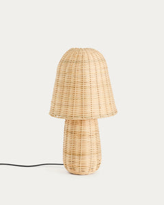 Tischlampe Neuda aus Rattan mit hellem Finish