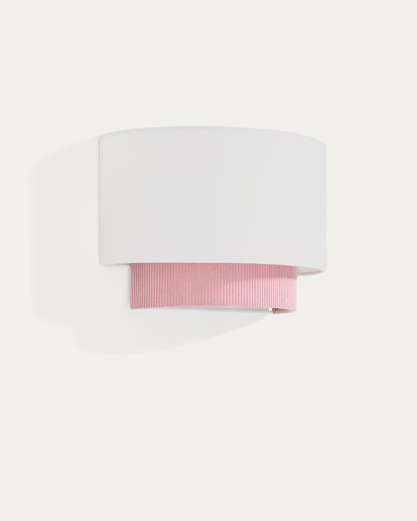 Wandleuchte Bianella aus Baumwolle und rosafarbenem Cord, Ø 40 cm in Rosa präsentiert im Onlineshop von KAQTU Design AG. Wandleuchte ist von Kave Home